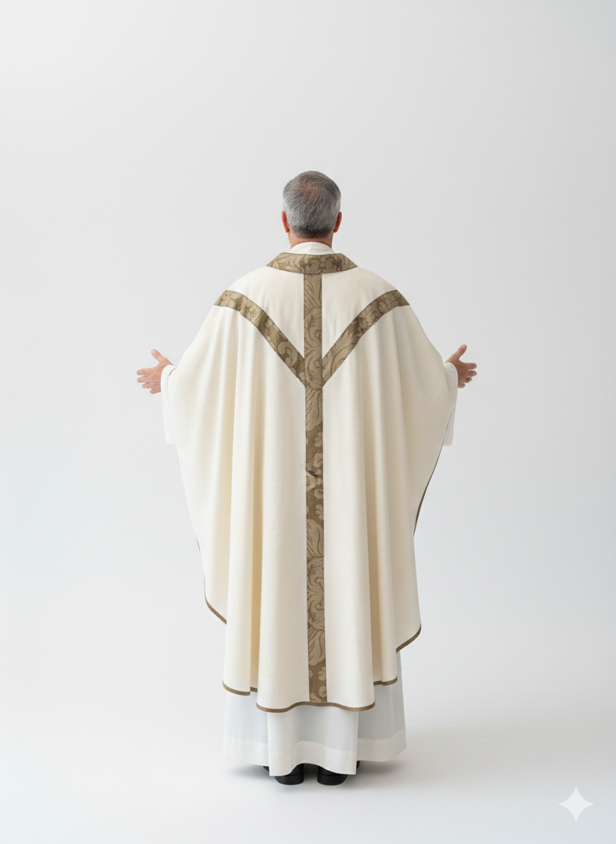 Casula  con motivo Y e collo quadro