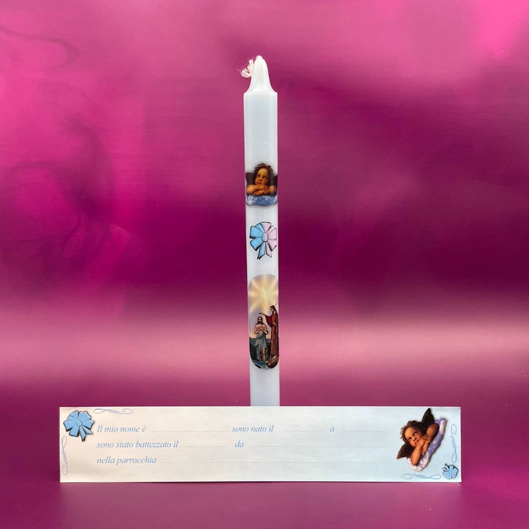 Candela Battesimo con Scatola Ricordo (Scegliere la preferenza del colore dal menù a tendina)
