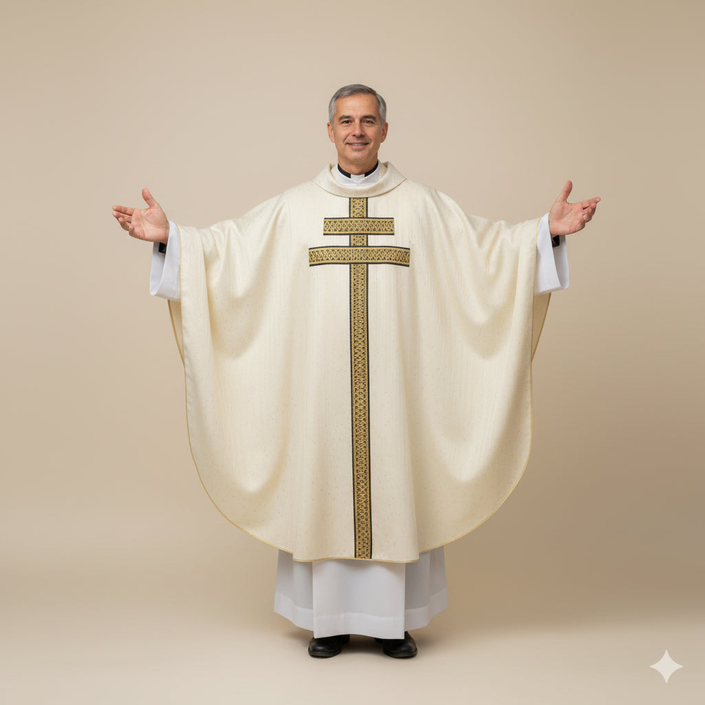 Casula Pura Lana con Stolone Tema (Colori Liturgici Disponibili)