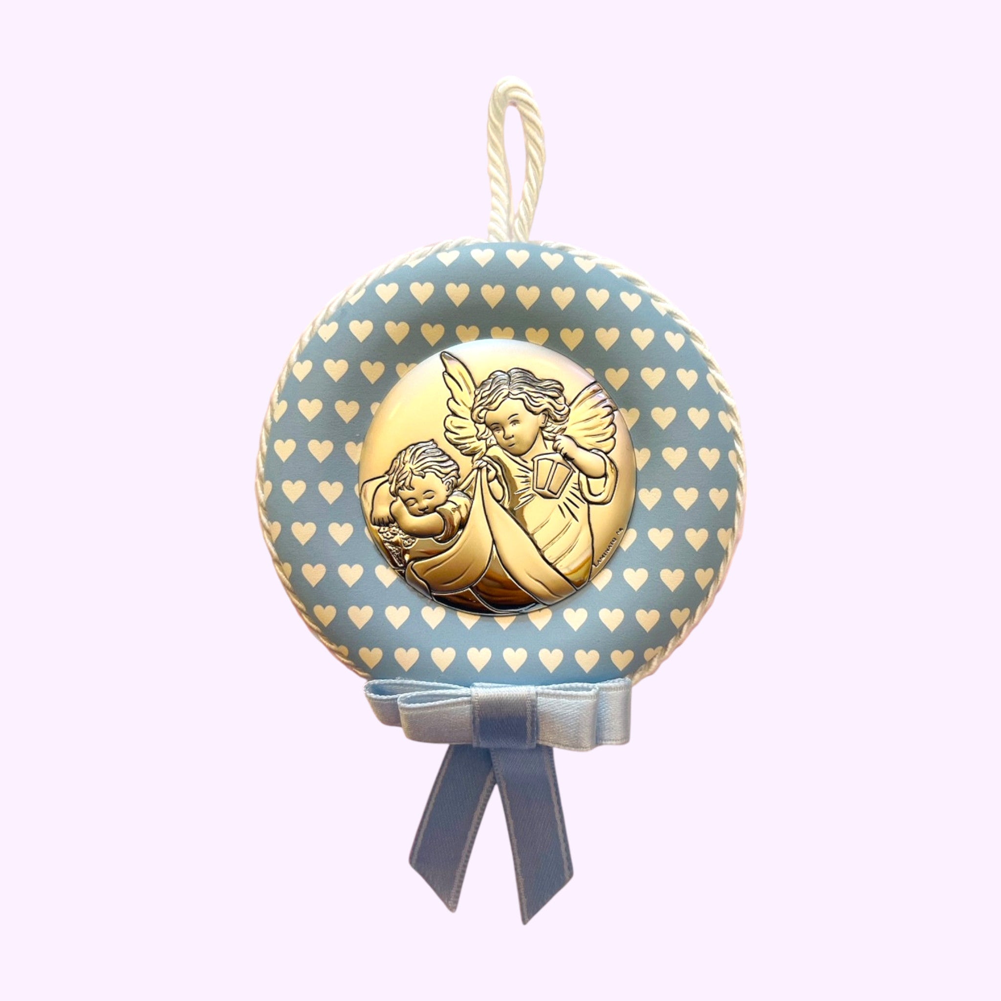 Sovraculla bimbo con carillon Medaglia argento Angelo custode