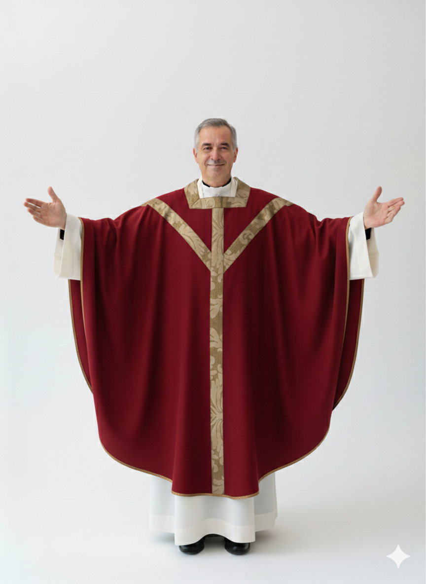 Casula  con motivo Y e collo quadro