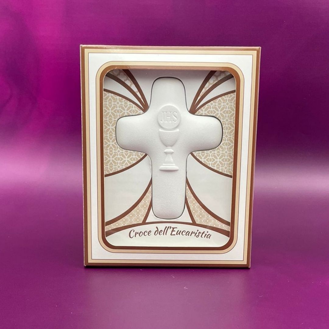Croce Comunione Effetto Pietra in Elegante Confezione