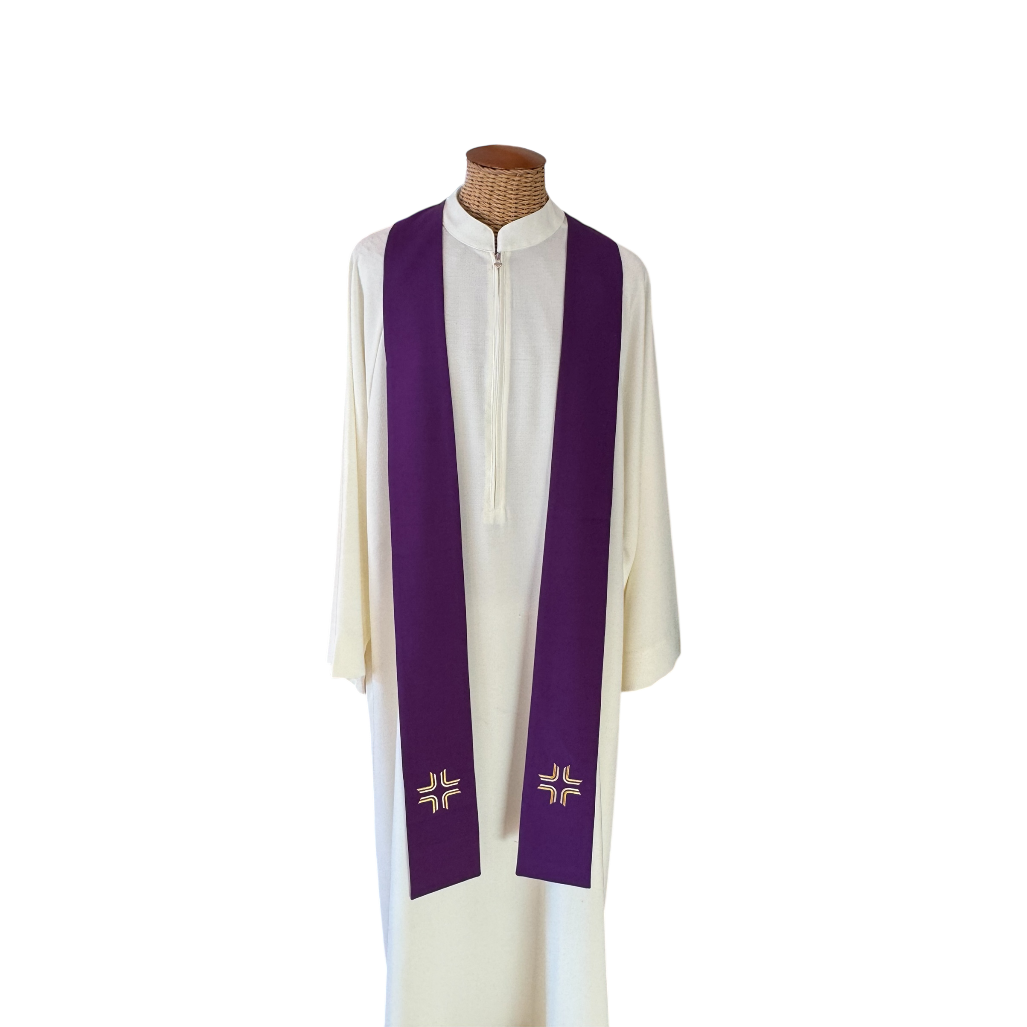 Casula viola con ricamo grano ed uva in misto lana