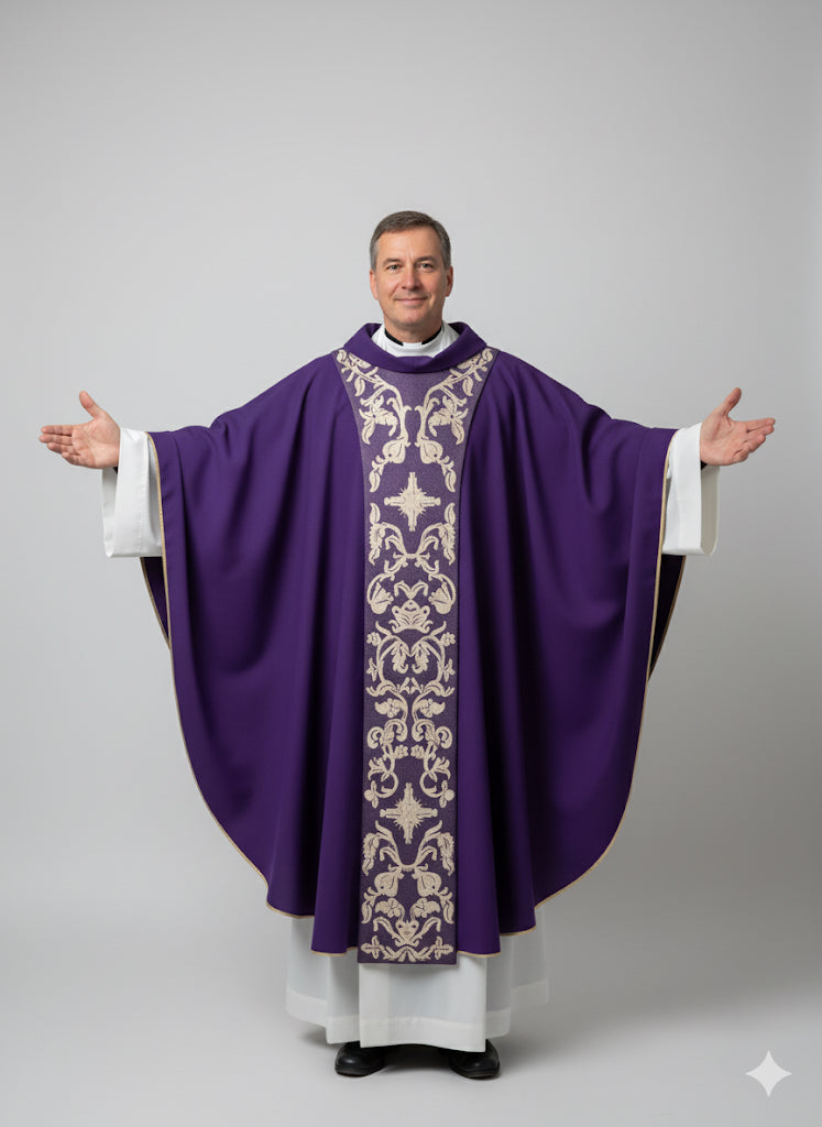 Casula liturgica viola con pallio