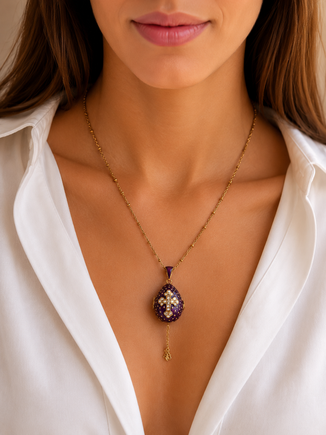 Collana Ovetto della Fede con Angelo custode