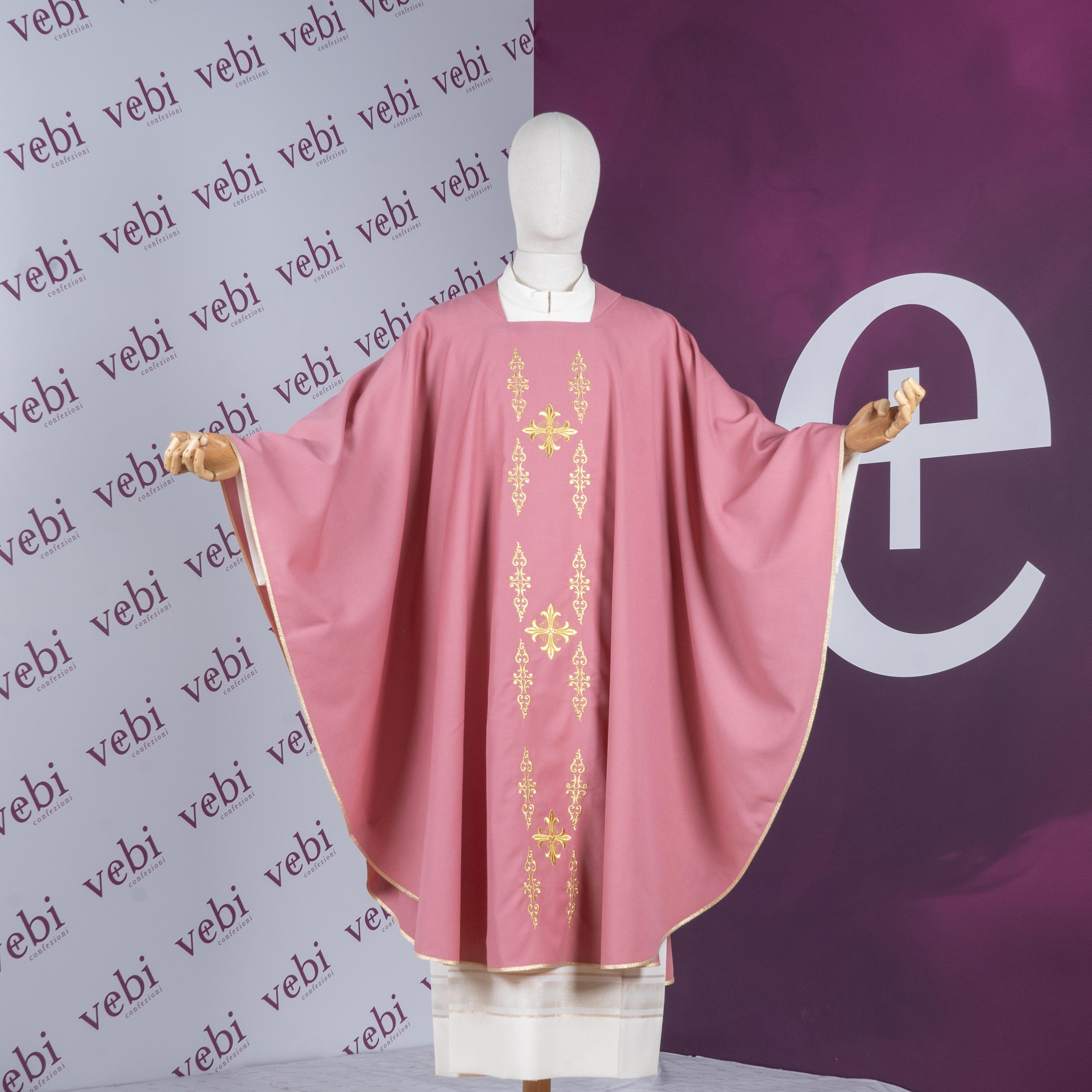 Casula Rosa con Ricami Oro in Misto Lana + Kit Avvento Omaggio