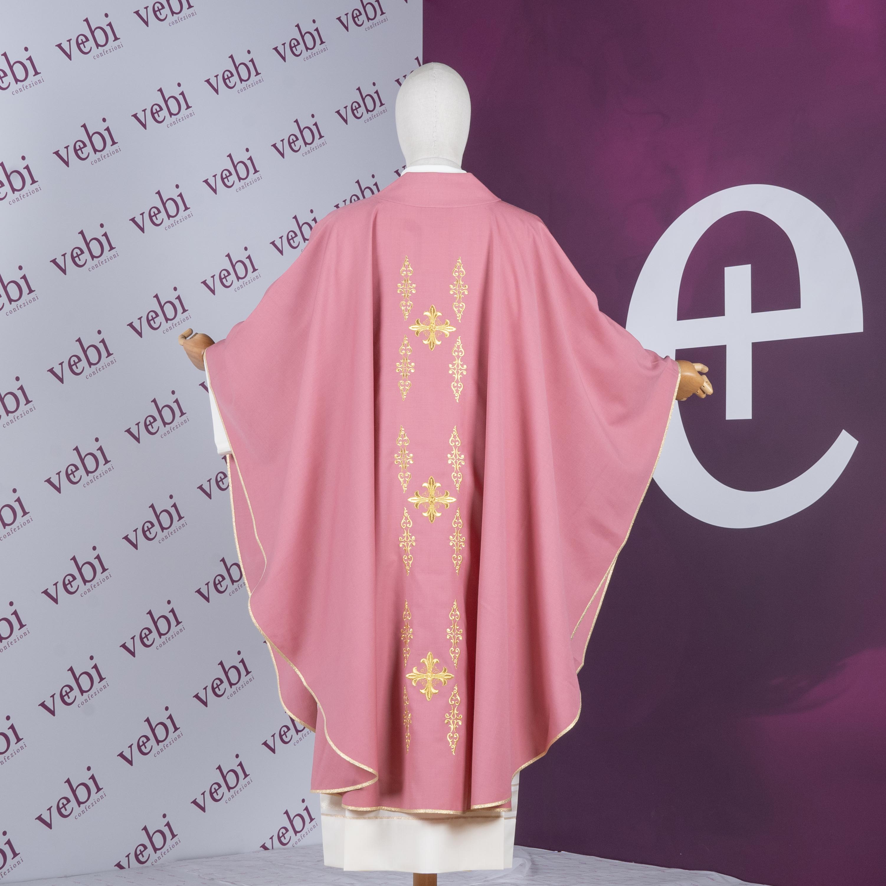 Casula Rosa con Ricami Oro in Misto Lana + Kit Avvento Omaggio