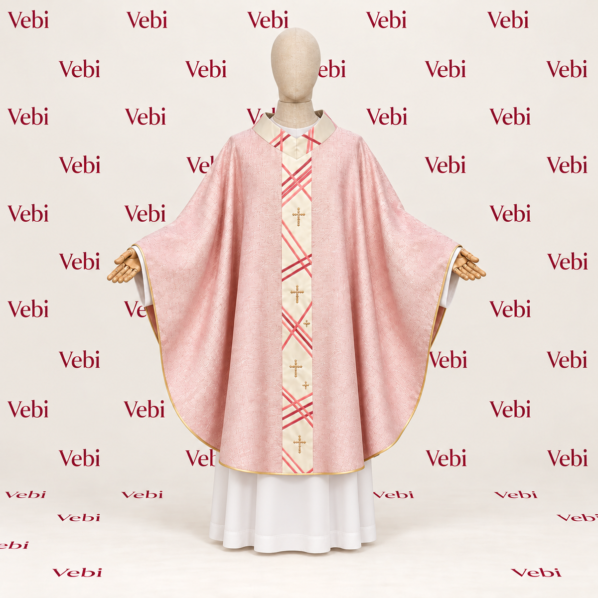 Casula con Stolone Moderno Inserti in Velluto e Croci in Legno Ulivo (Colori Disponibili)