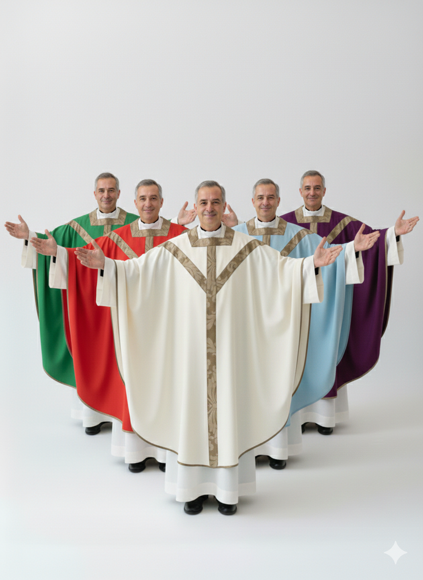 Casula  con motivo Y e collo quadro