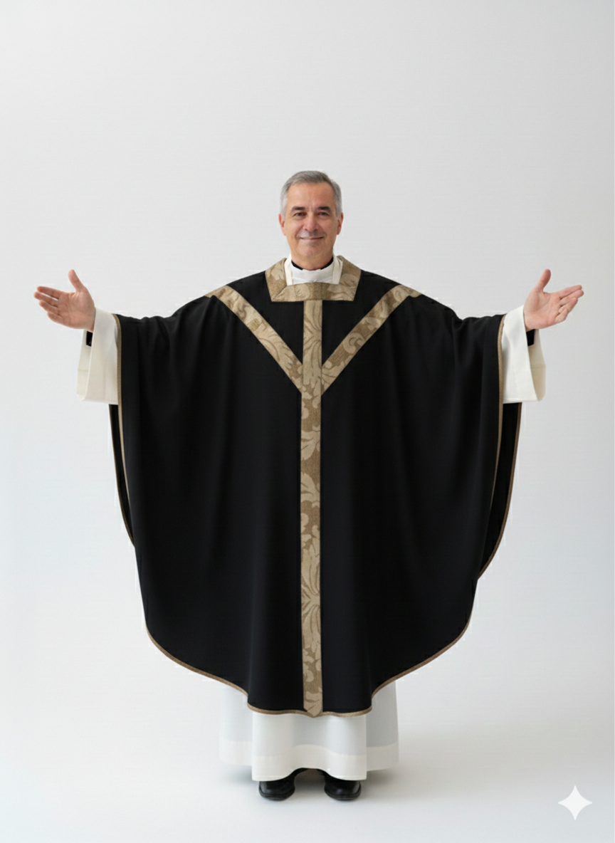 Casula  con motivo Y e collo quadro