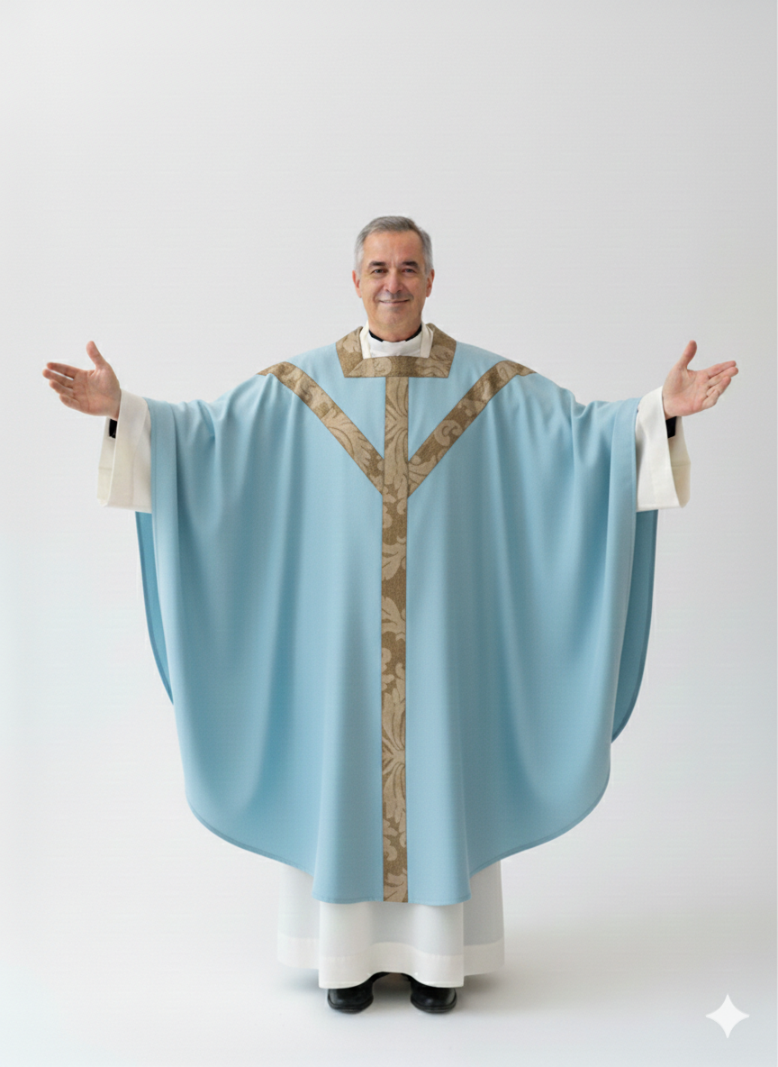 Casula  con motivo Y e collo quadro