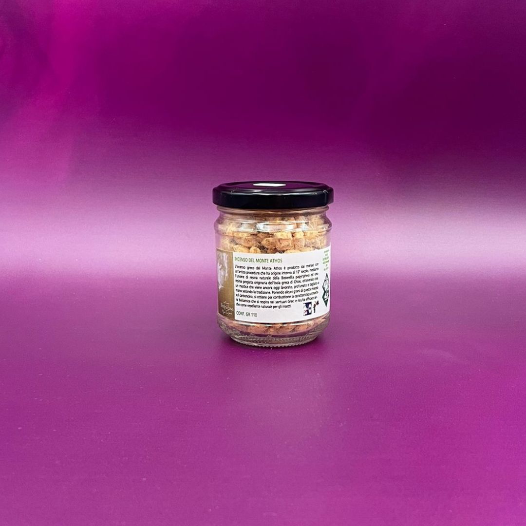 Incenso del Monte Athos in Grani Aroma Arancio in Barattolo in Vetro 110 Grammi