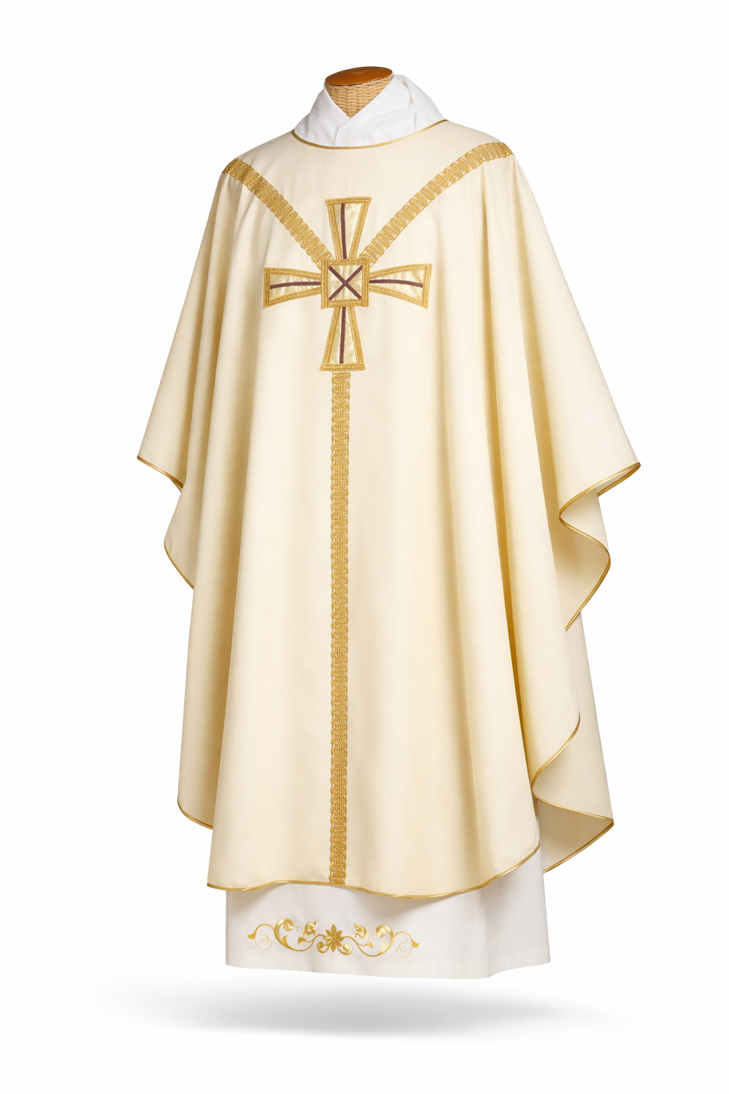 Casula con Croce Centrale Oro (Colori Liturgici Disponibili)