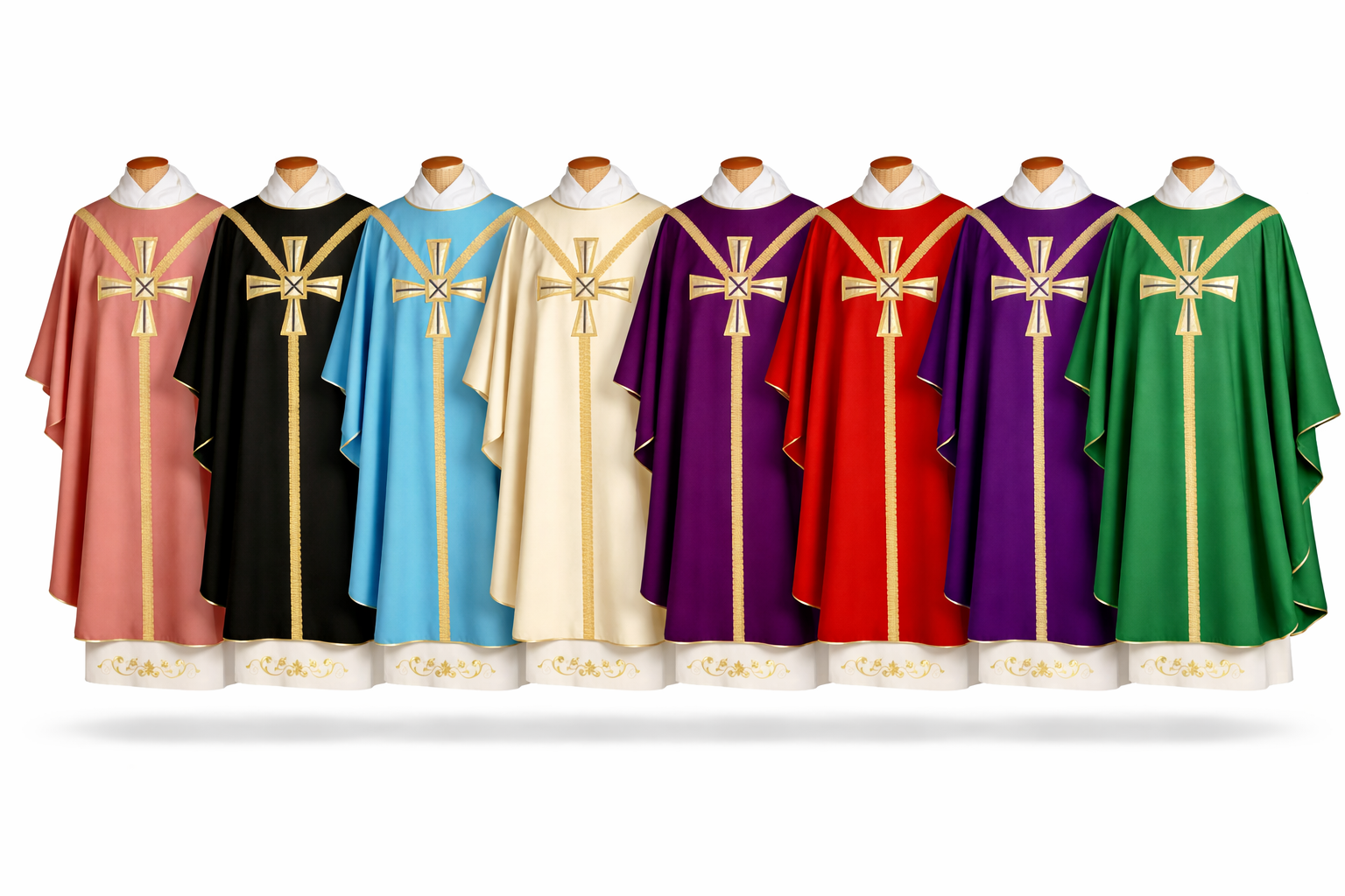 Casula con Croce Centrale Oro (Colori Liturgici Disponibili)