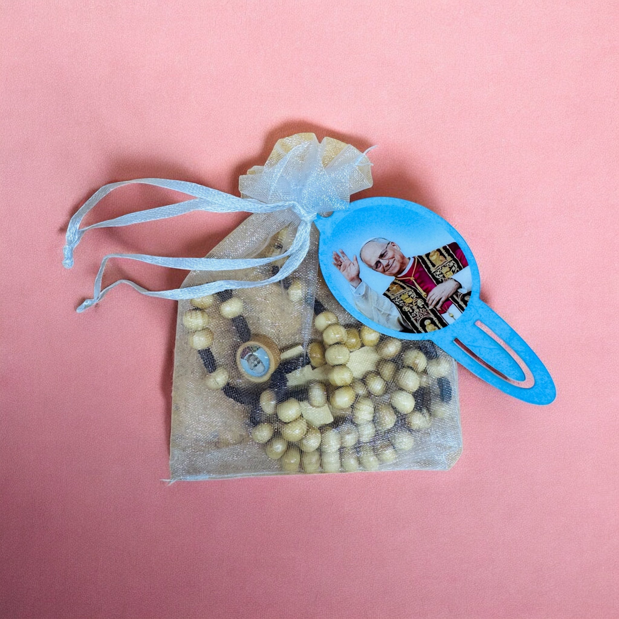 Rosario con sacchetto e segnalibro Papa Leone XIV