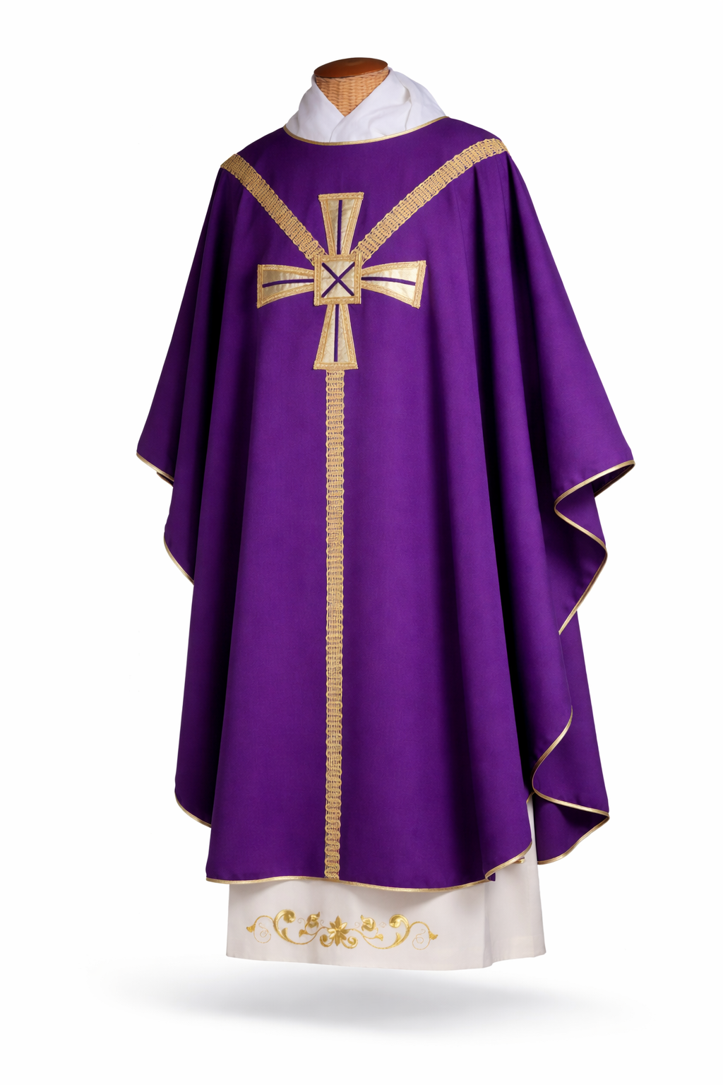 Casula con Croce Centrale Oro (Colori Liturgici Disponibili)