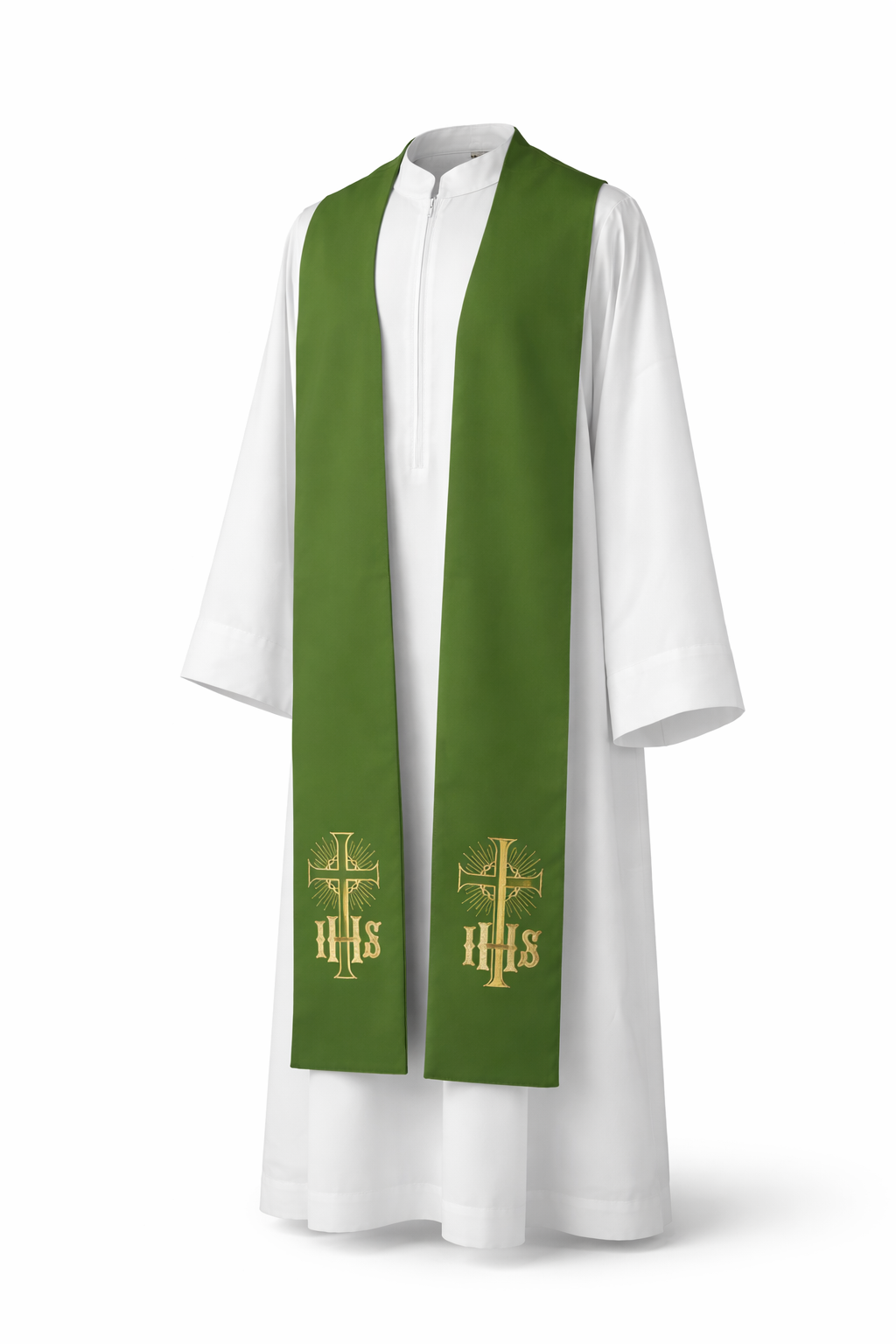 Stola sacerdotale con ricamo oro croce IHS