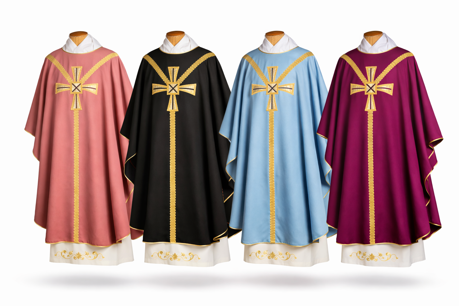 Casula con Croce Centrale Oro (Colori Liturgici Disponibili)