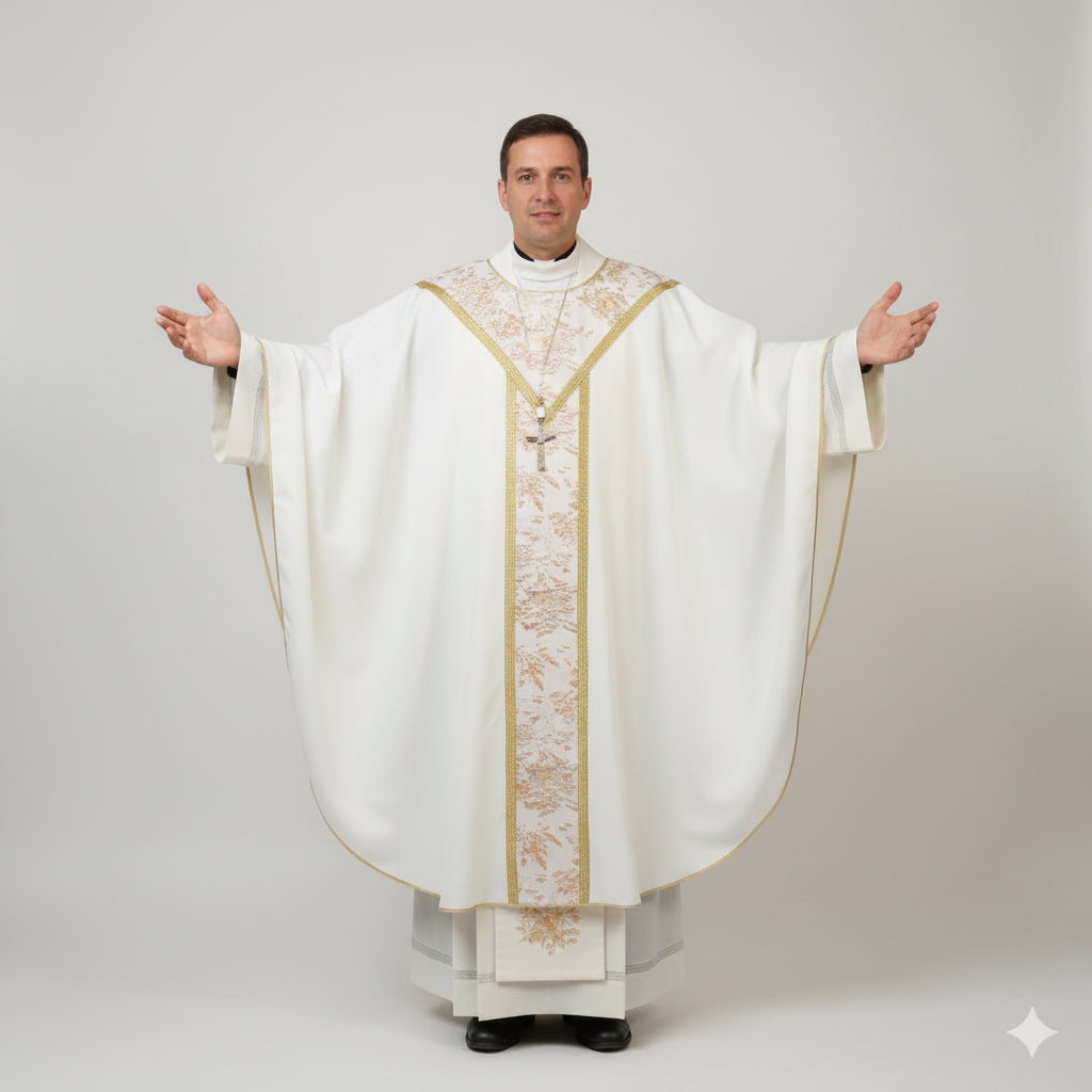 Casula Avorio con Inserti in Damasco Floreale
