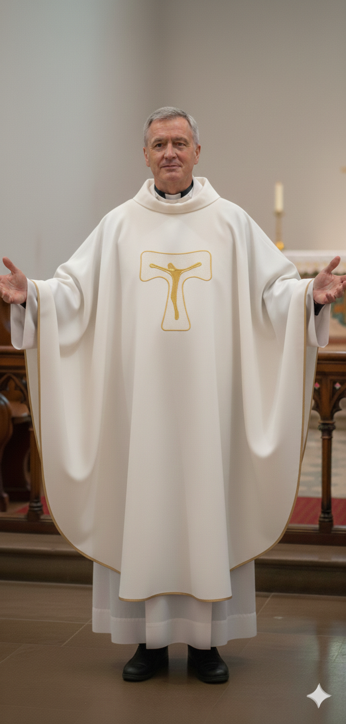 Casula Poliestere con Croce TAU (Colori Liturgici Disponibili)