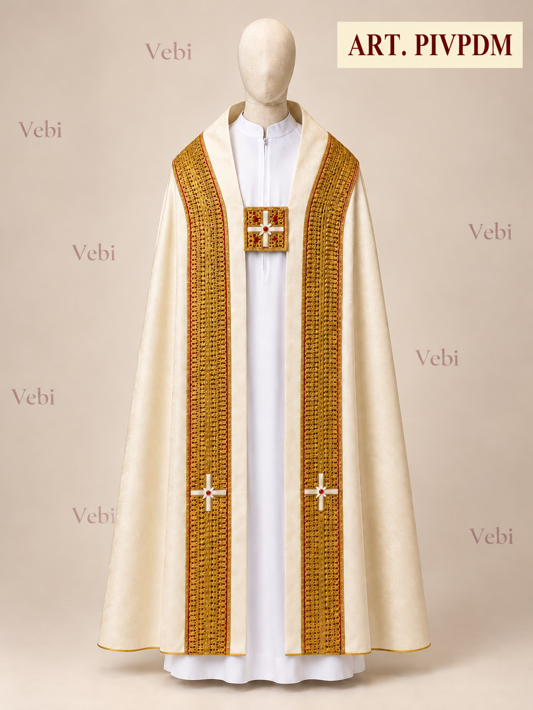 Piviale avorio in lana seta e lurex