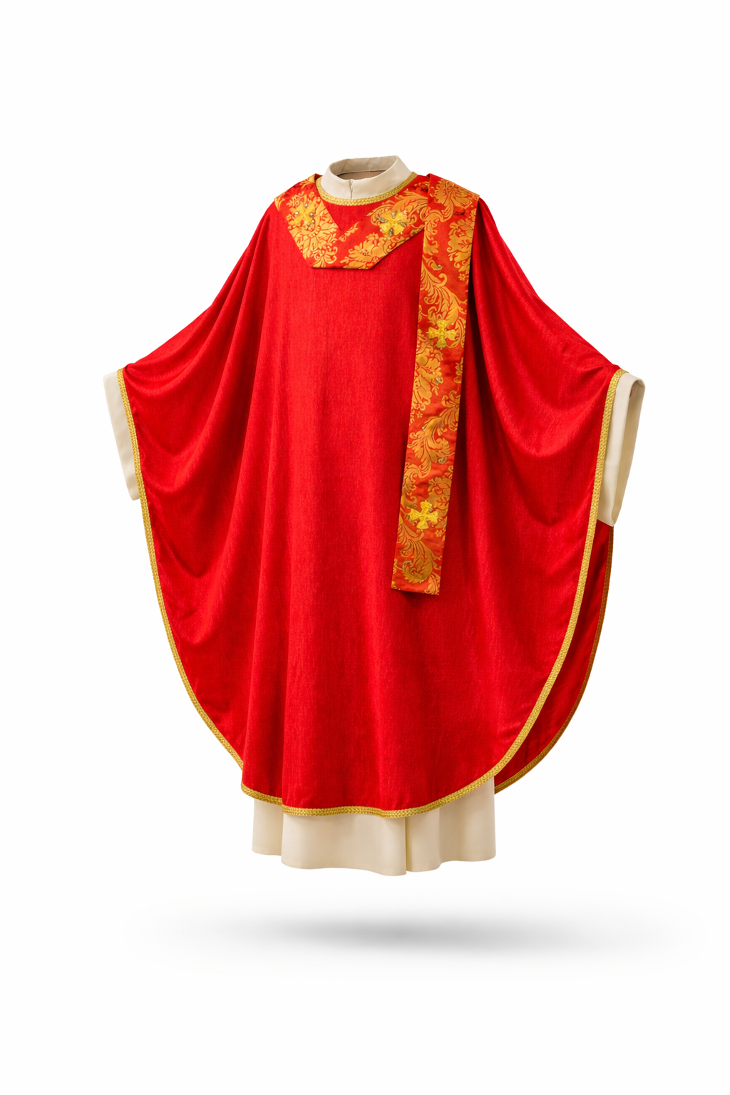 Casula in Seta e Lana con Pallio Seta Damascata (Colori Liturgici Disponibili)