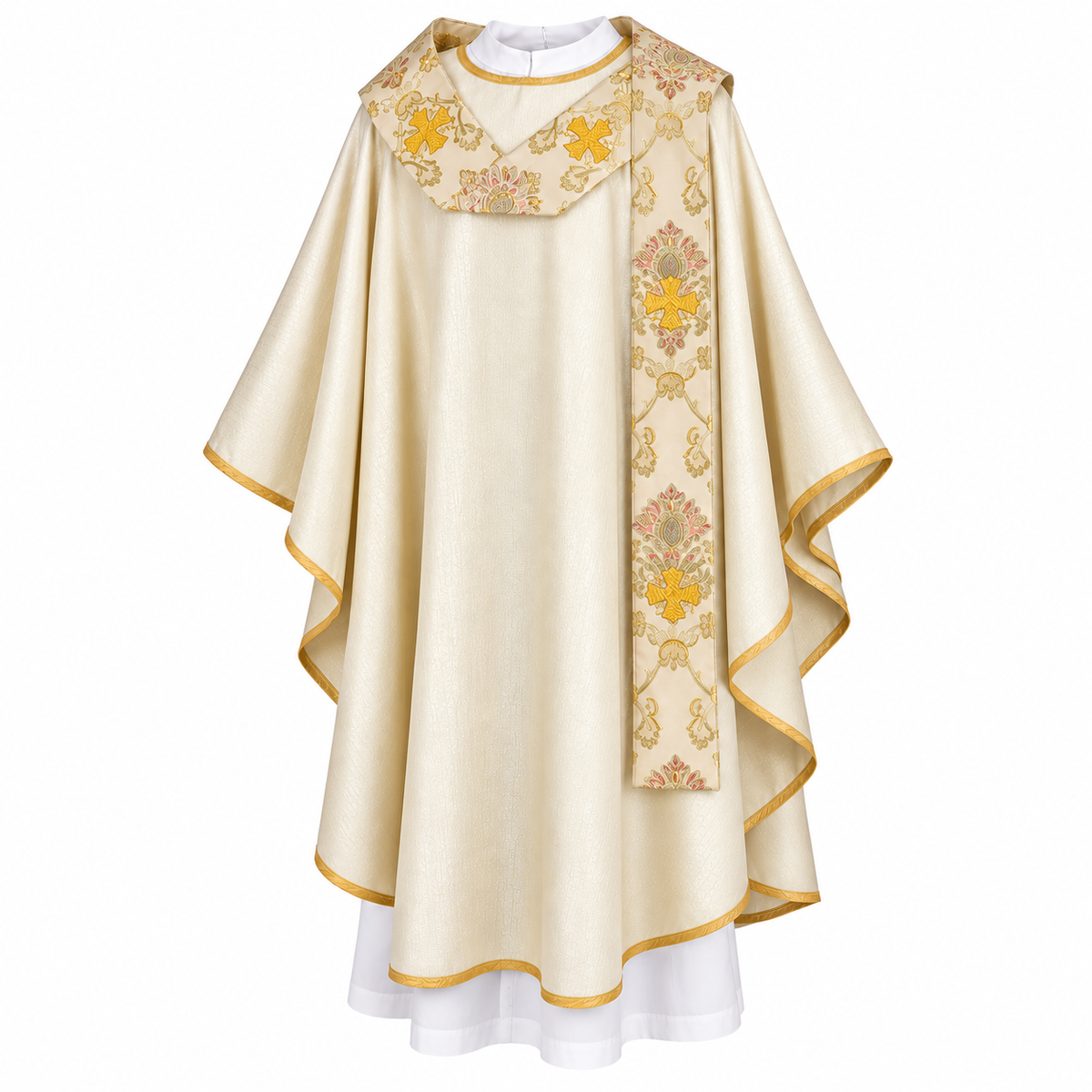 Casula in Seta e Lana con Pallio Seta Damascata (Colori Liturgici Disponibili)