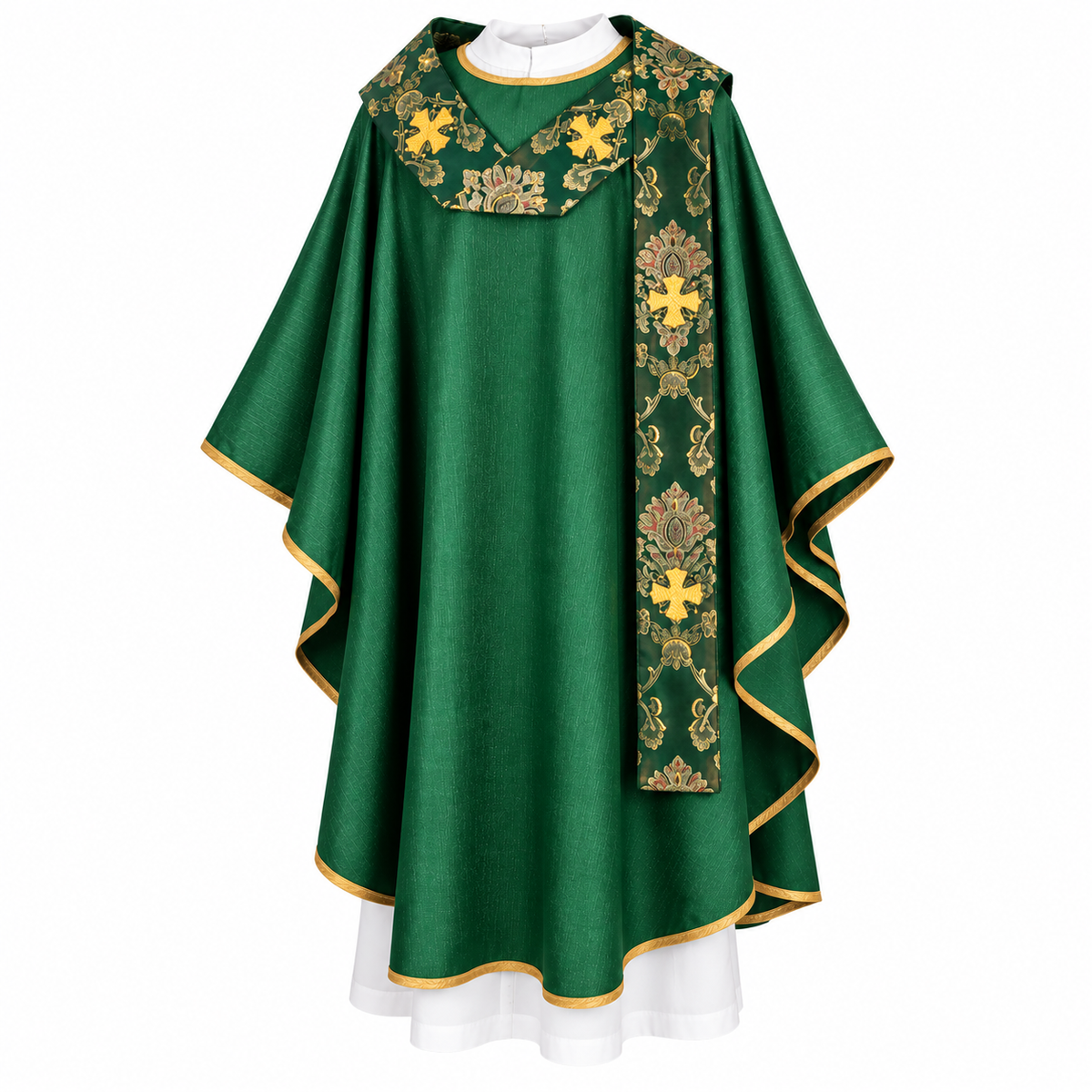 Casula in Seta e Lana con Pallio Seta Damascata (Colori Liturgici Disponibili)