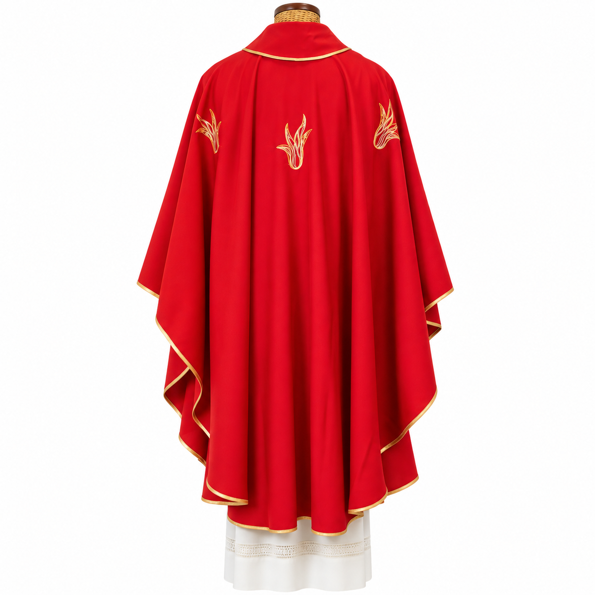 Casula Liturgica Colore Rosso Ricamo Colomba 7 Fiamme