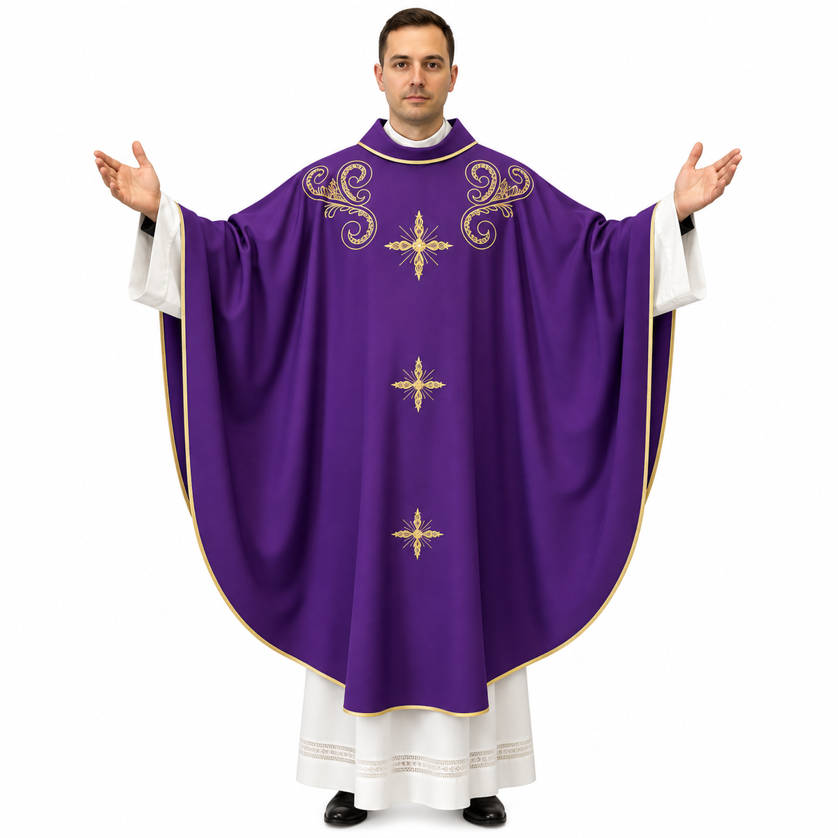 Casula da Sacerdote Ricamo tre croci Dettaglio Spalle