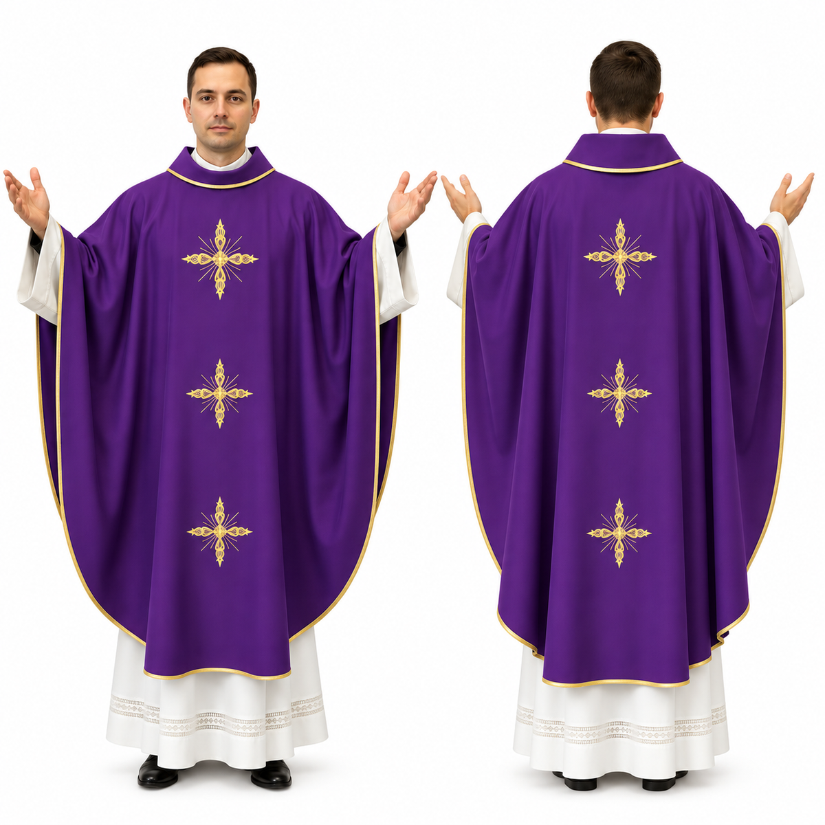 Casula da Sacerdote Ricamo tre croci Dettaglio Spalle