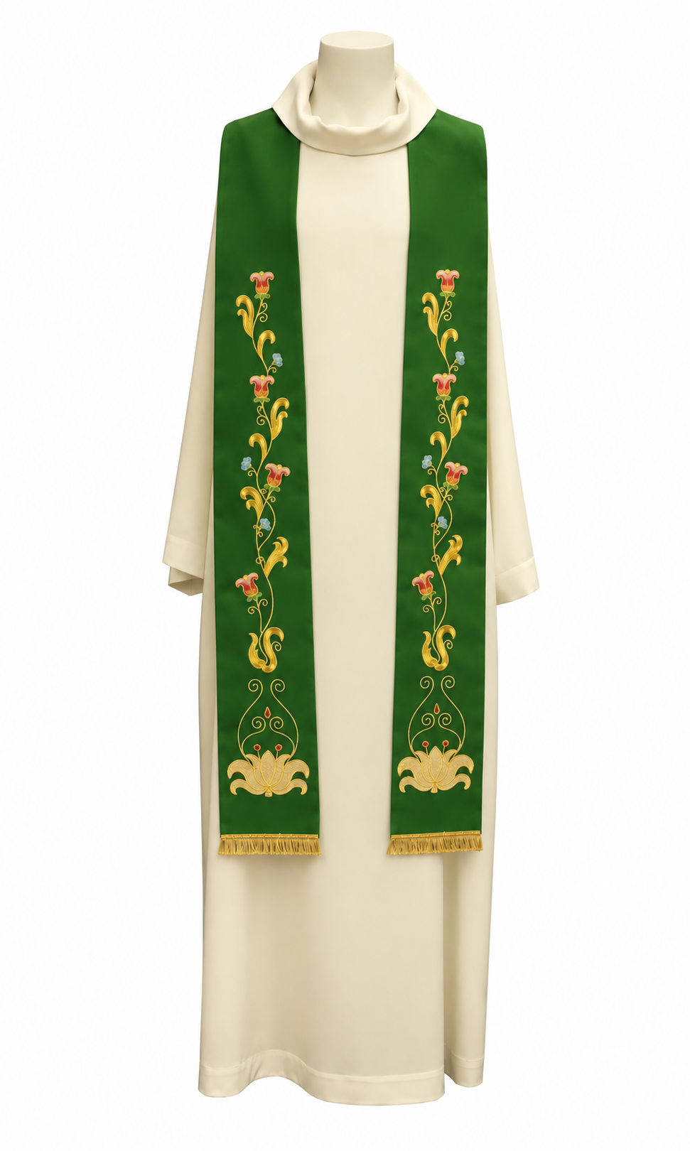 Stola per Sacerdote con Ricamo Floreale (Colori Liturgici Disponibili)