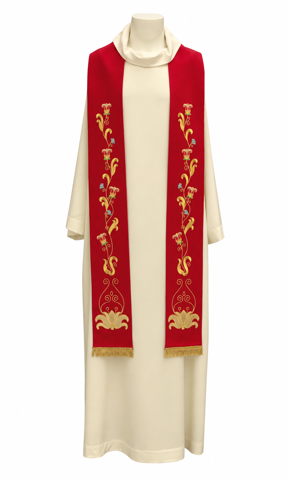 Stola per Sacerdote con Ricamo Floreale (Colori Liturgici Disponibili)