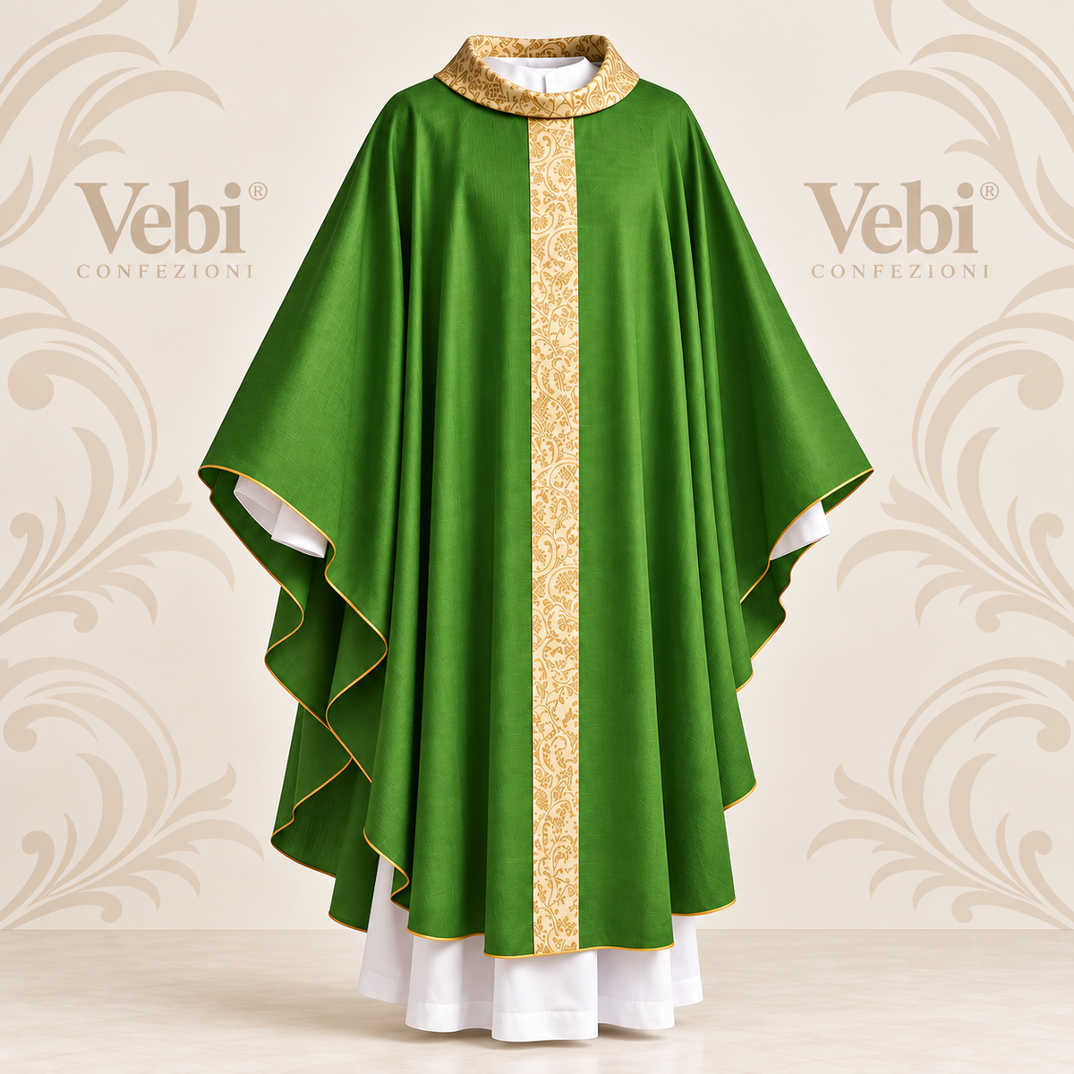 Casula Liturgica con Gallone Damascato Oro – Disponibile nei Colori Liturgici