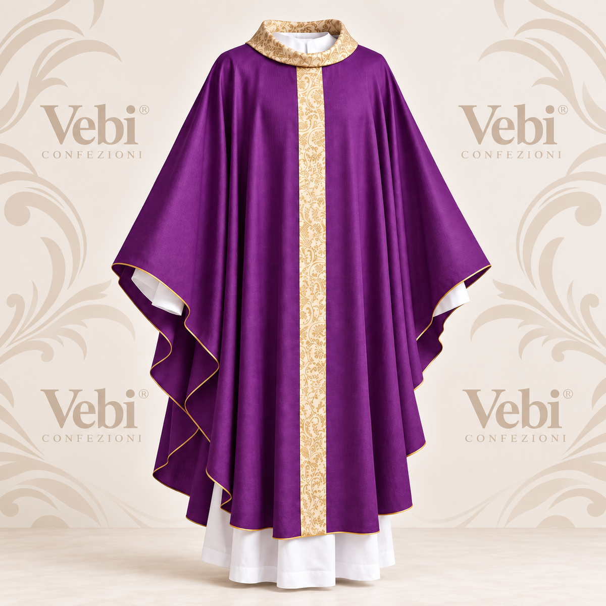 Casula Liturgica con Gallone Damascato Oro – Disponibile nei Colori Liturgici