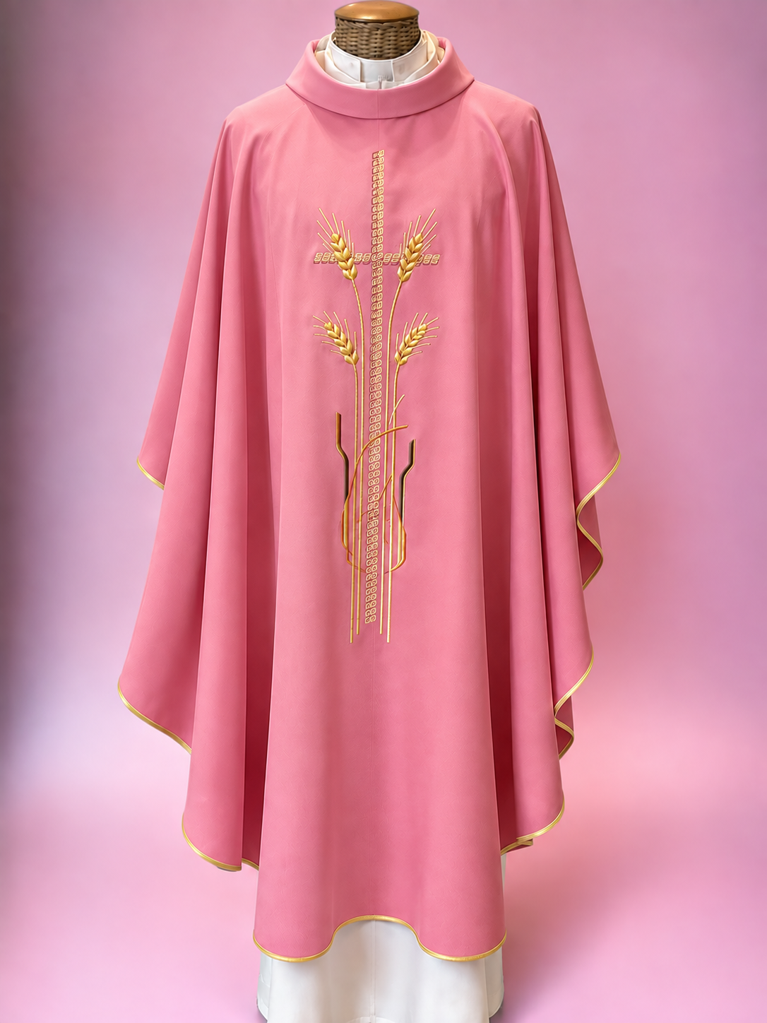 Casula Sacerdotale con Ricamo Spighe e Croce Oro (Colori Liturgici Disponibili)