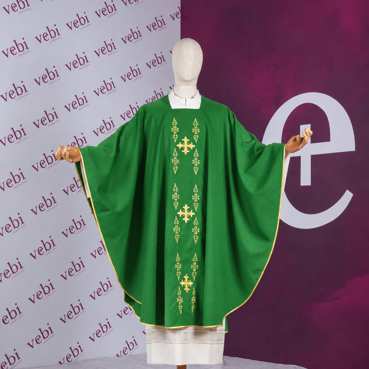 Casula Con Ricami Oro in Lana/Misto Lana (Colori Liturgici, Rosa e Morello)