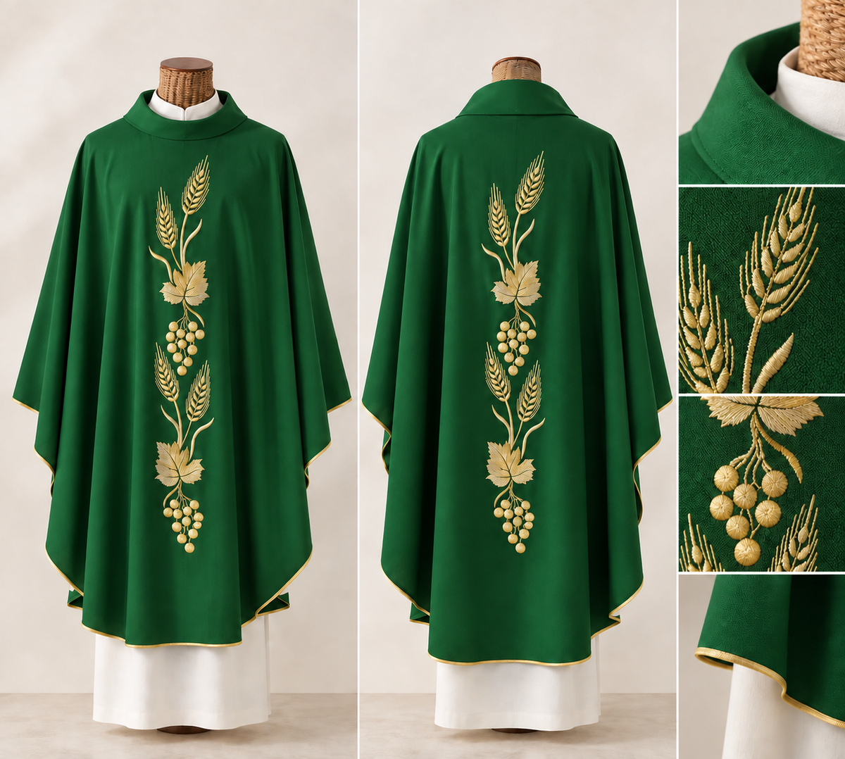 Casula in Misto Lana con Ricamo Eucaristico – Disponibile in Diversi Colori Liturgici