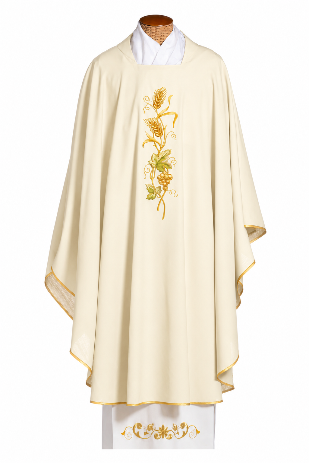 Casula Ricami Oro Spiga, Vite Uva (Colori Liturgici Disponibili, Morello e Rosa)