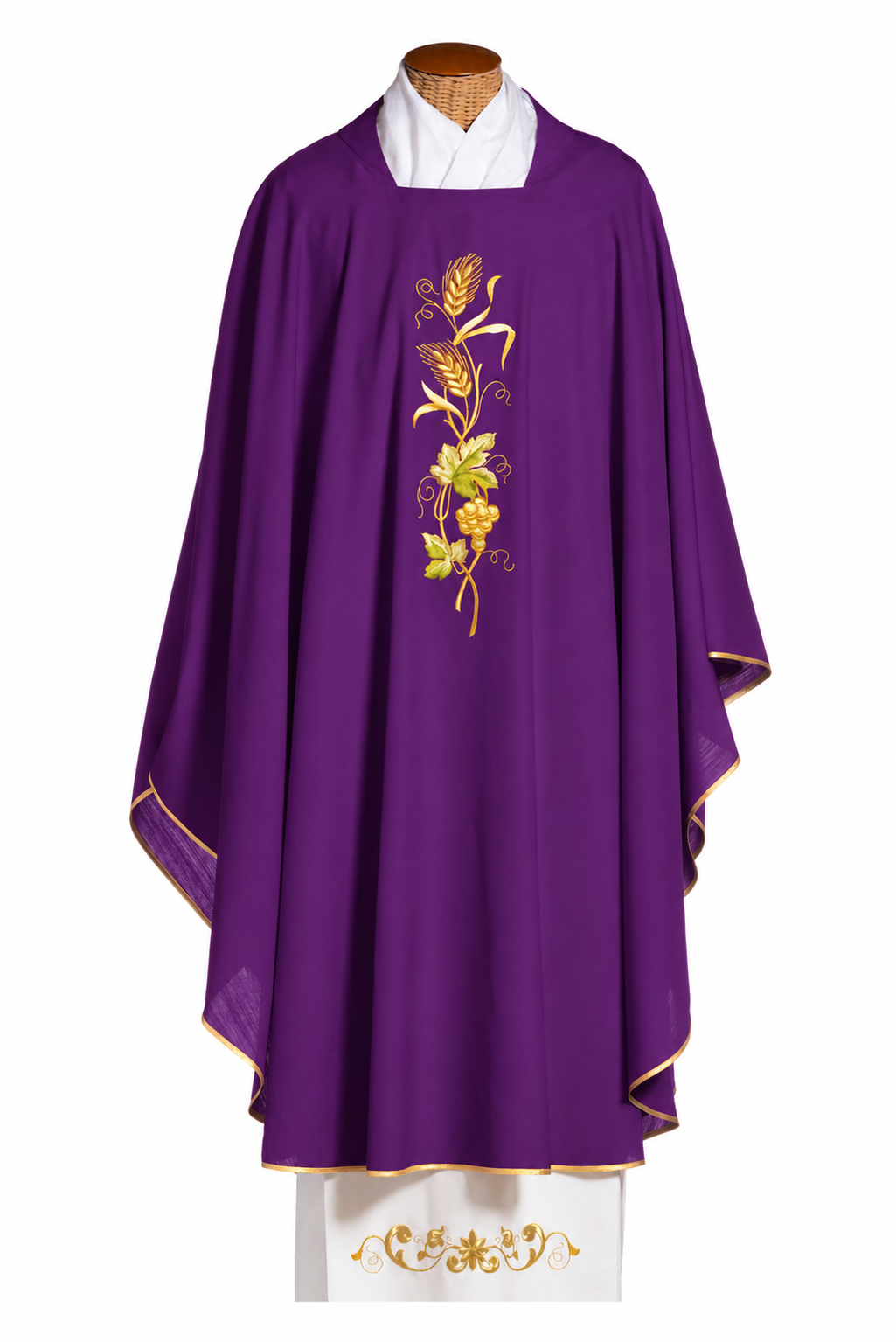 Casula Ricami Oro Spiga, Vite Uva (Colori Liturgici Disponibili, Morello e Rosa)