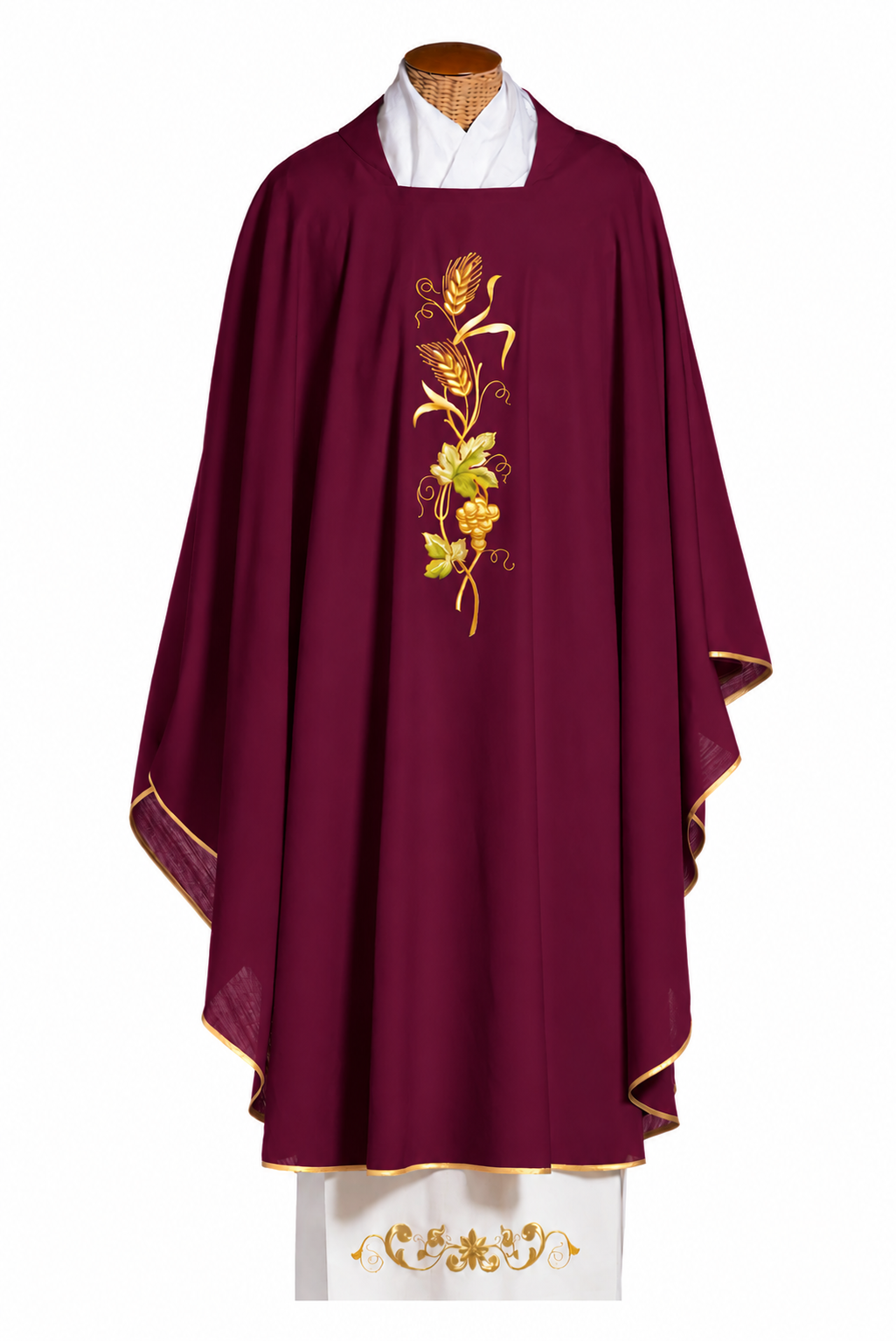 Casula Ricami Oro Spiga, Vite Uva (Colori Liturgici Disponibili, Morello e Rosa)