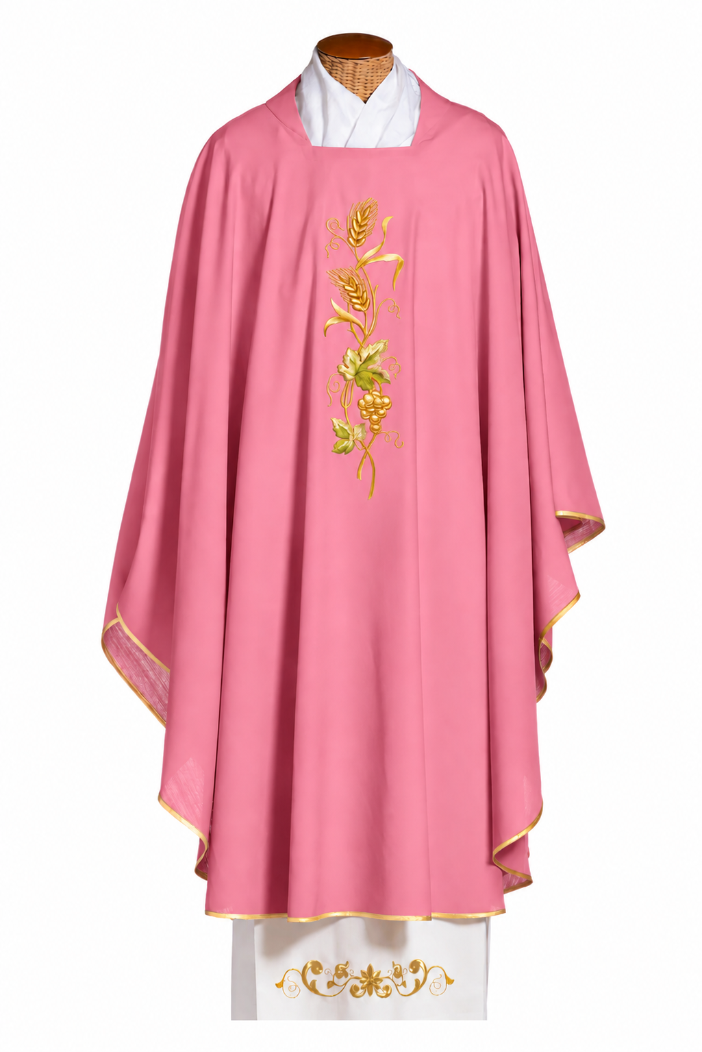 Casula Ricami Oro Spiga, Vite Uva (Colori Liturgici Disponibili, Morello e Rosa)