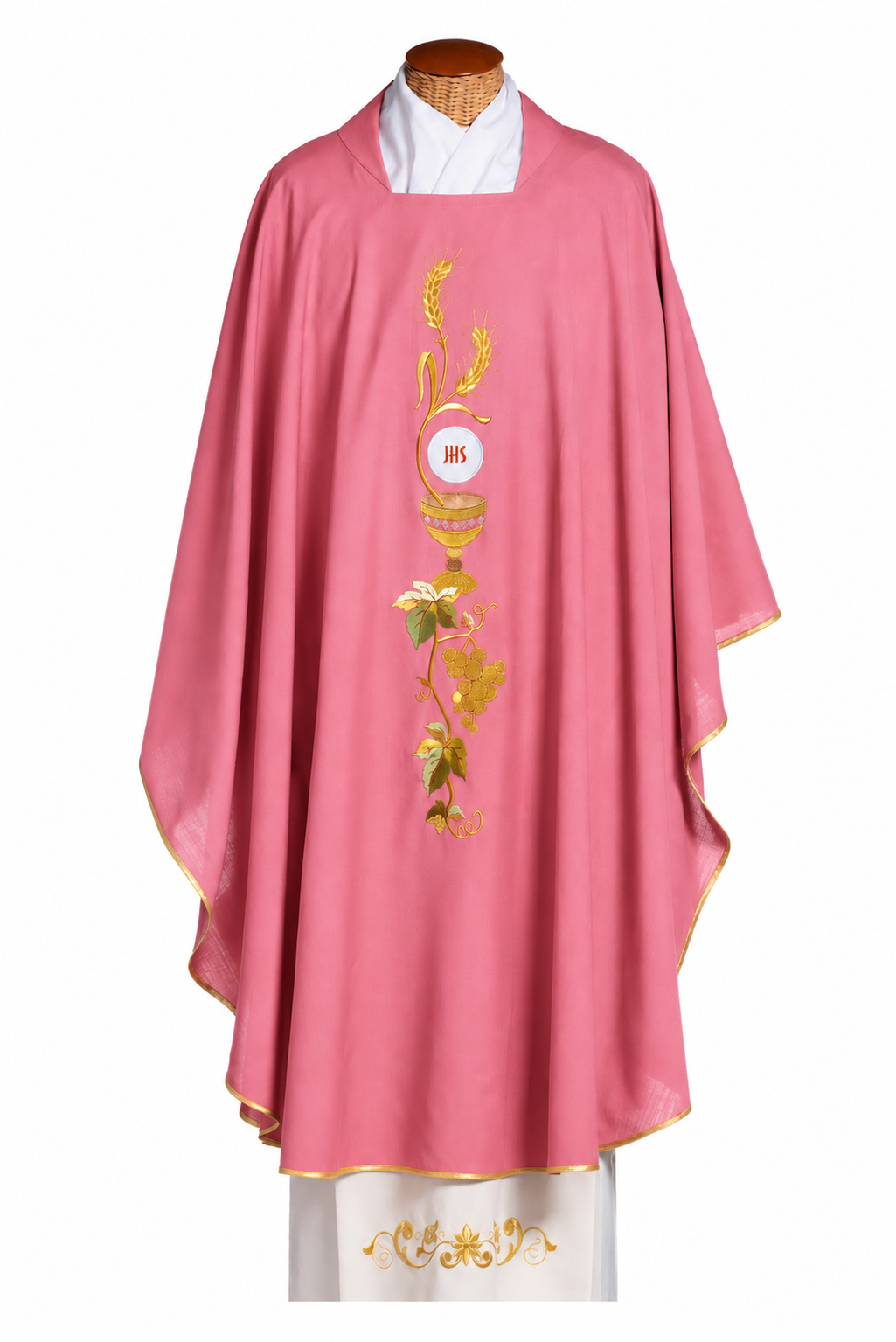 Casula Decorazioni Dorate IHS,Vite,Spiga (Colori Liturgici, Morello e Rosa Disponibili)