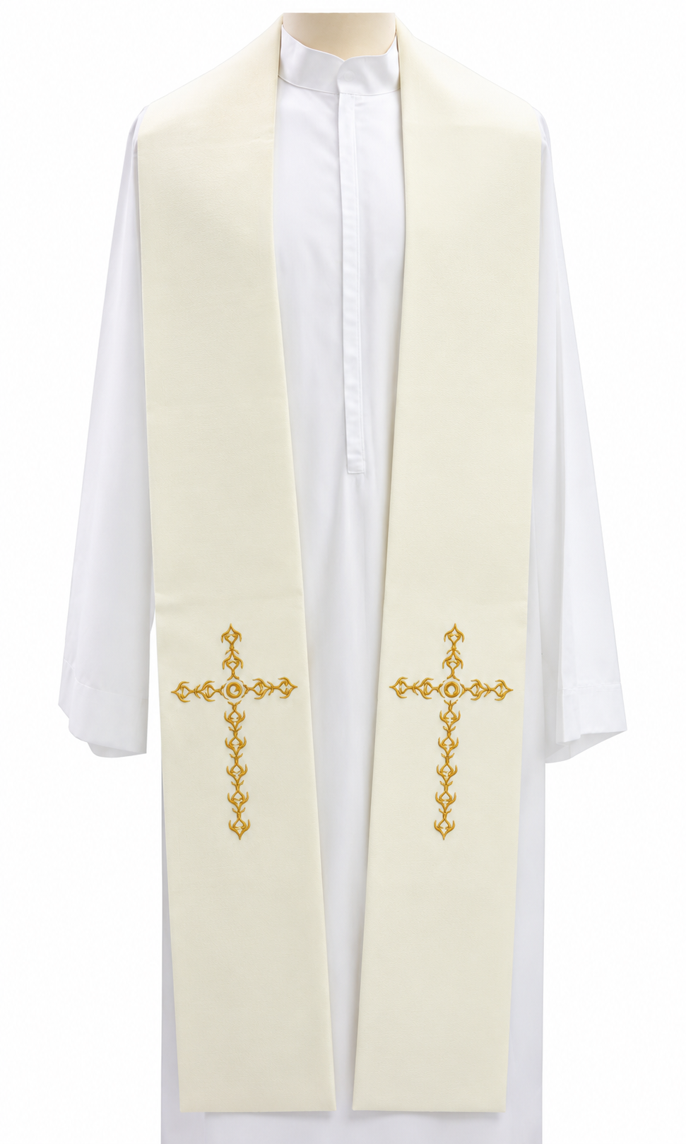 Stola per Sacerdote con Ricamo Croci Oro (Colori Liturgici Disponibili)
