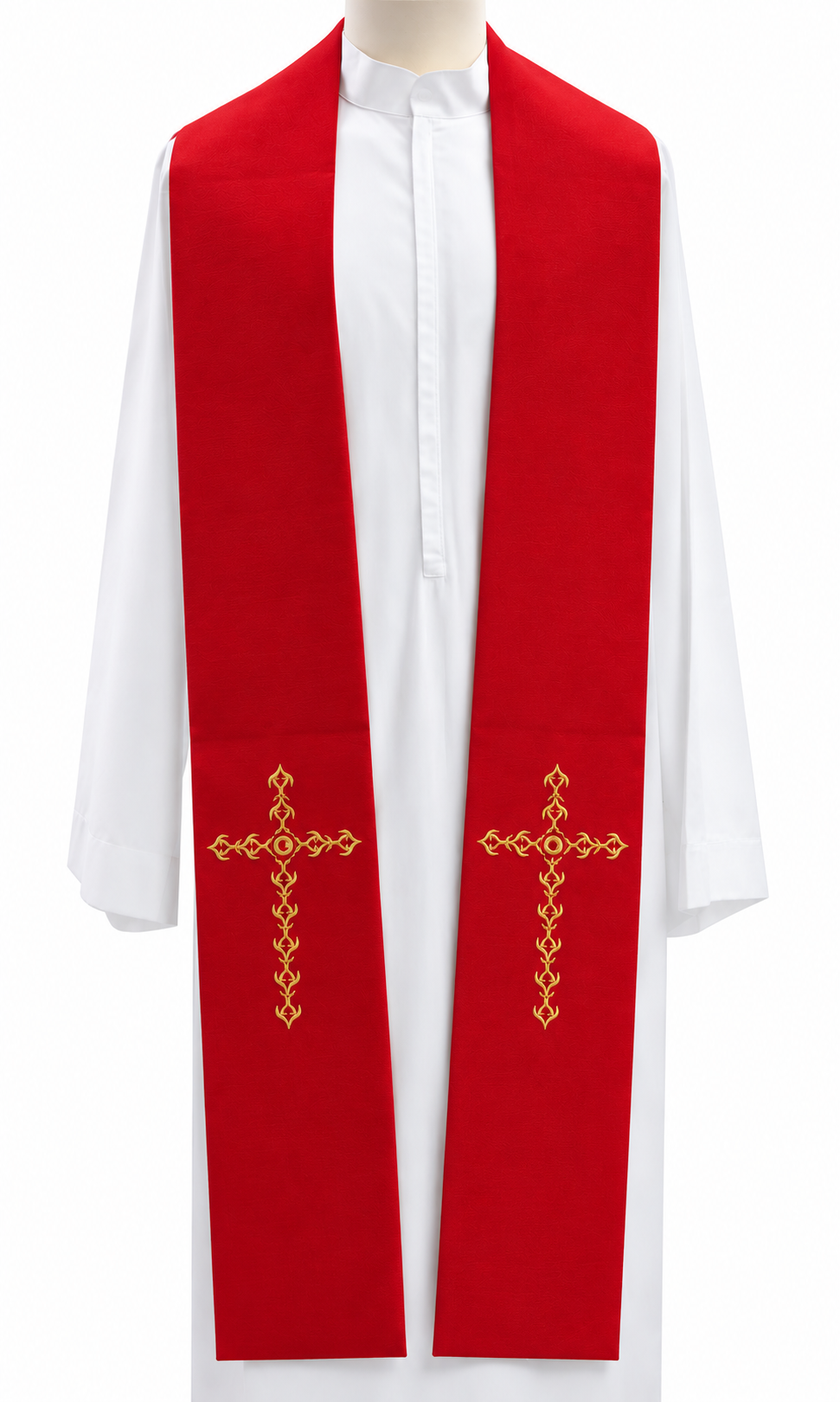 Stola per Sacerdote con Ricamo Croci Oro (Colori Liturgici Disponibili)