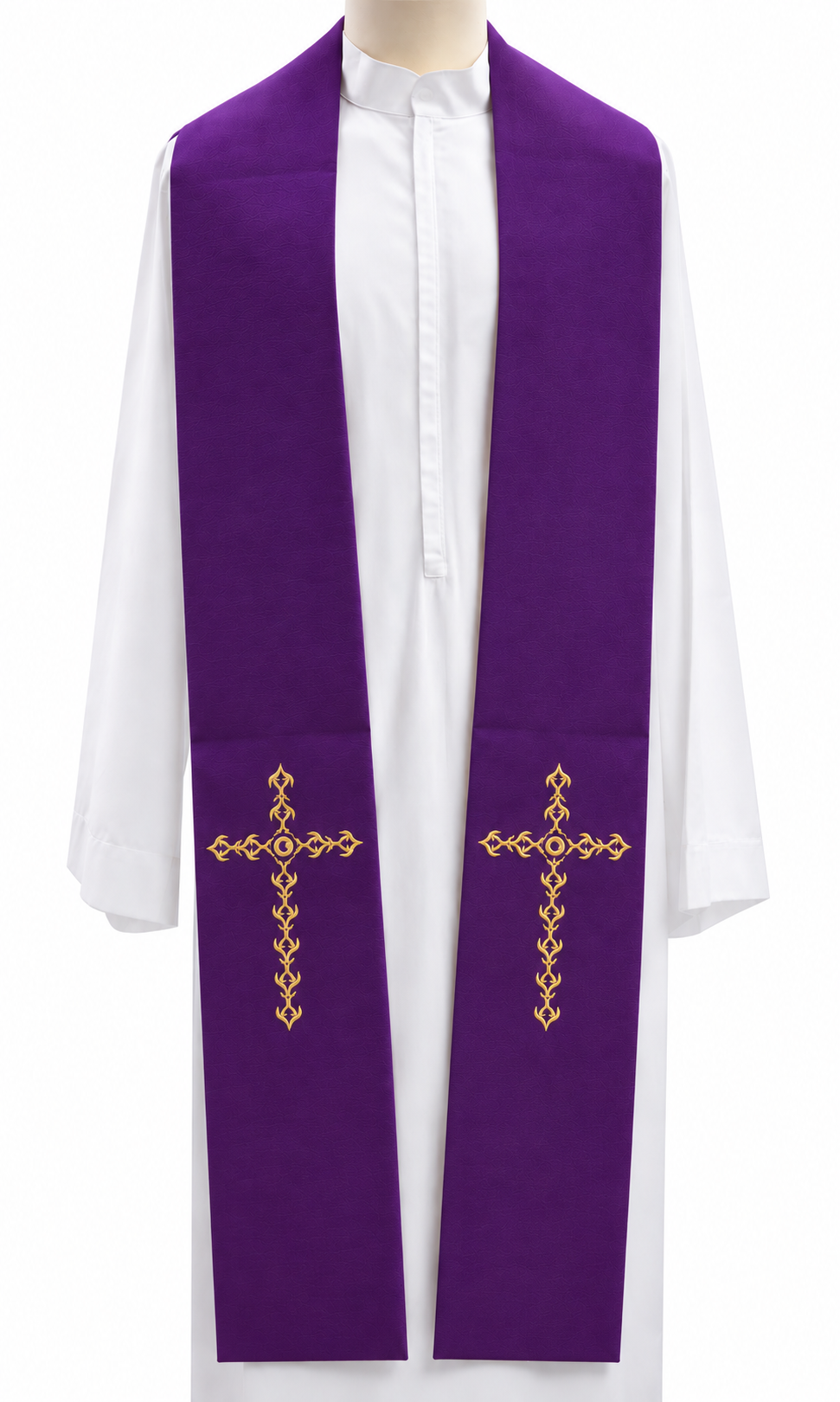 Stola per Sacerdote con Ricamo Croci Oro (Colori Liturgici Disponibili)