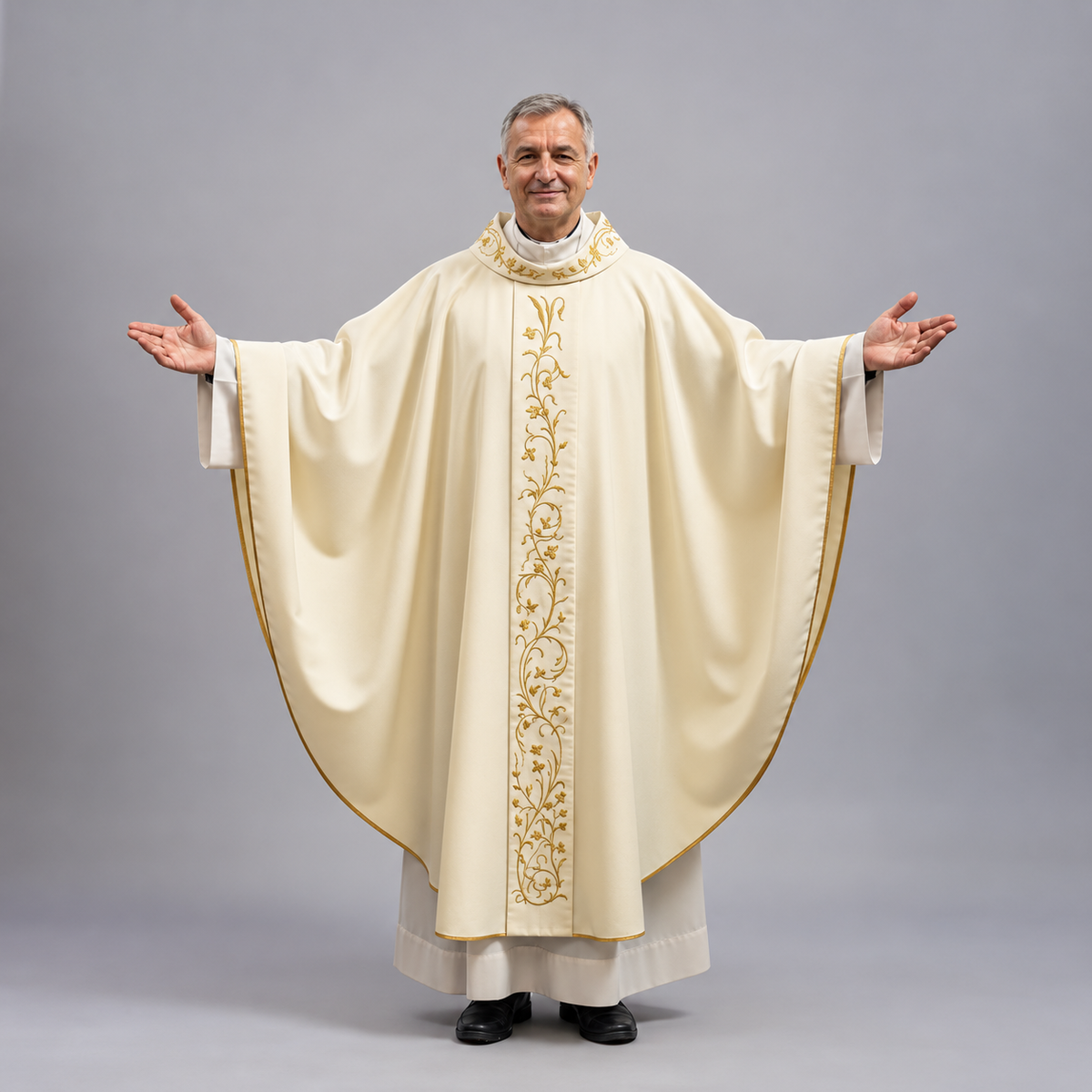Casula Solenne Marini Ricamo Floreale Oro