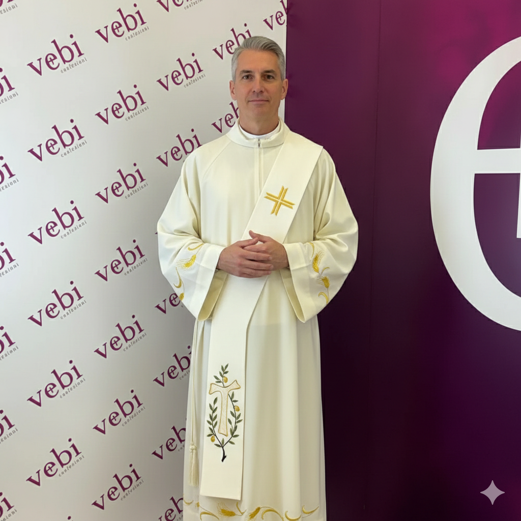 Stola Diaconale Ricamo Ulivo e Tau (Colori Liturgici Disponibili)