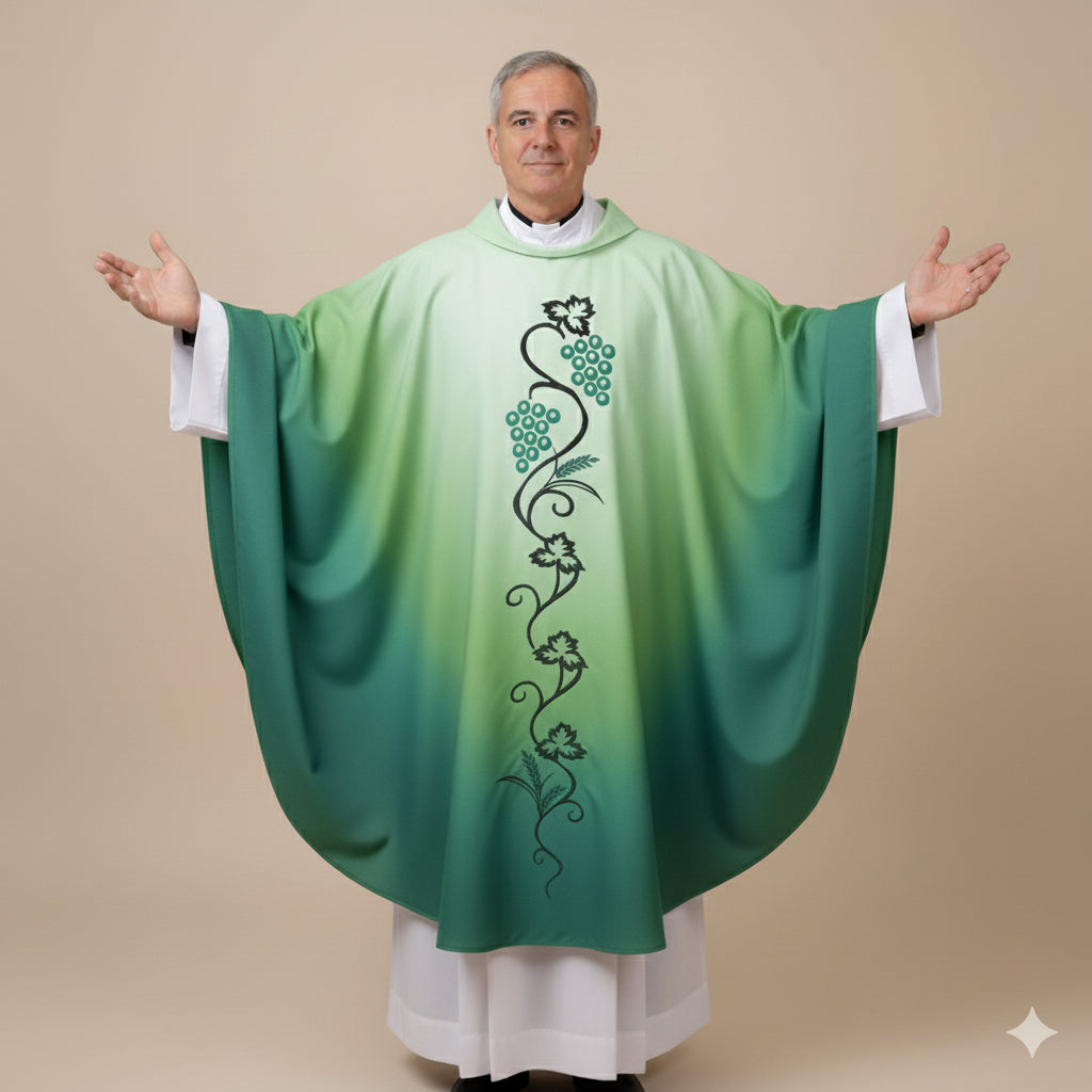 Casula Stampa Vite e Uva con Sfumatura (Colori Liturgici disponibili)