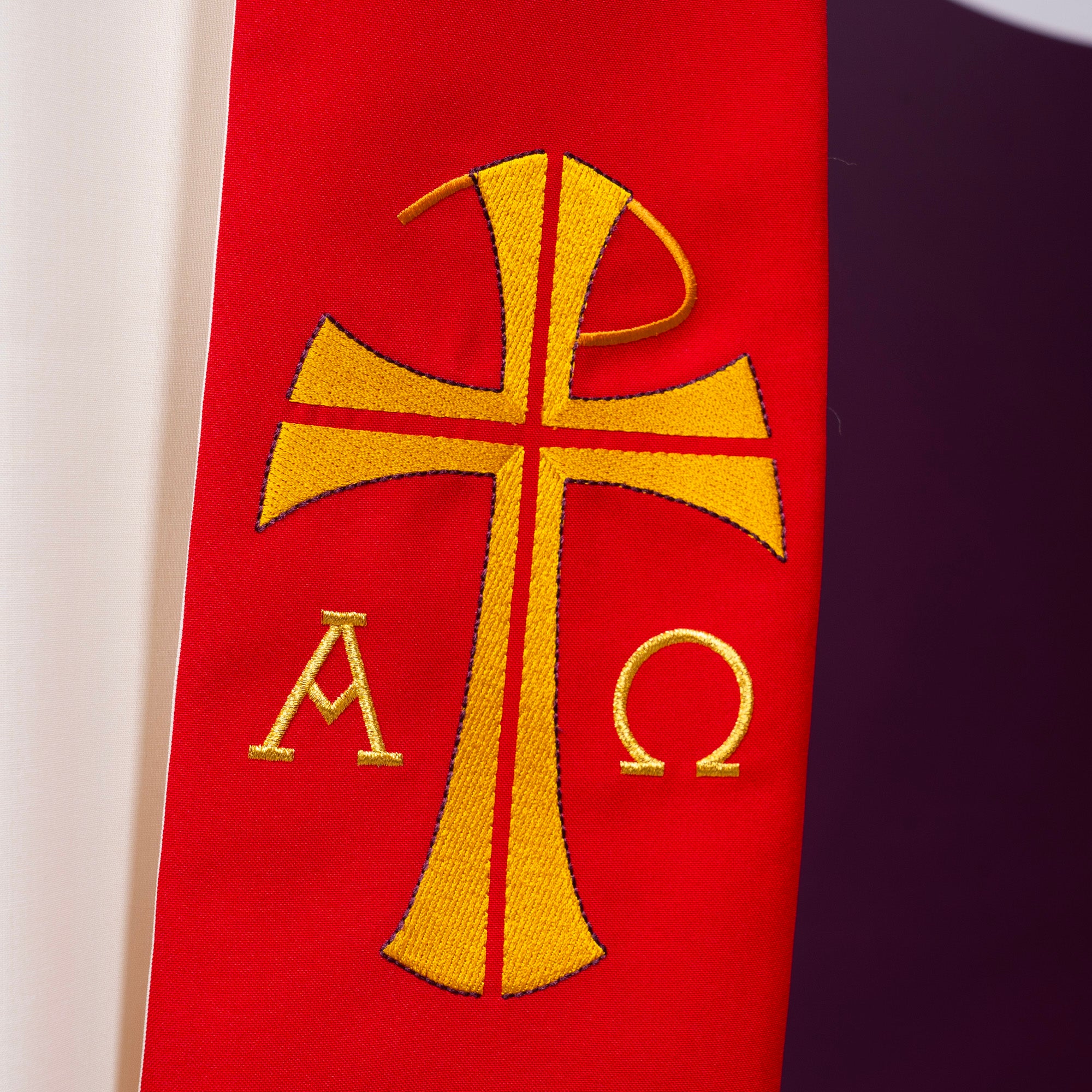 Stola per Sacerdote BICOLORE Ricamo Croce Rifinita